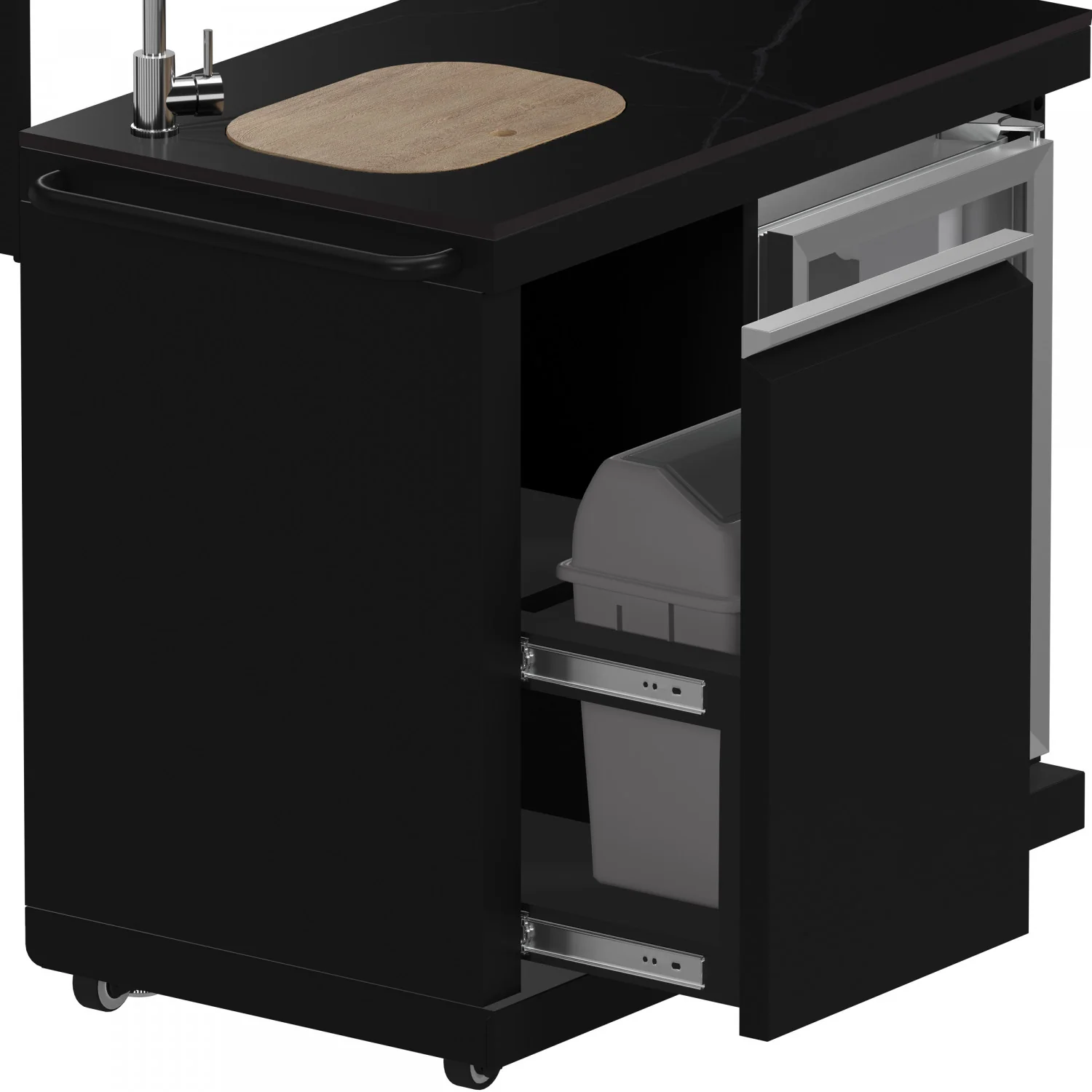 Forno All'Aperto Black Countertop Outdoor Kitchen with 74,600 BTU BBQ, Pizza Oven and Bar Module - FODKT2551BLK - Image 11
