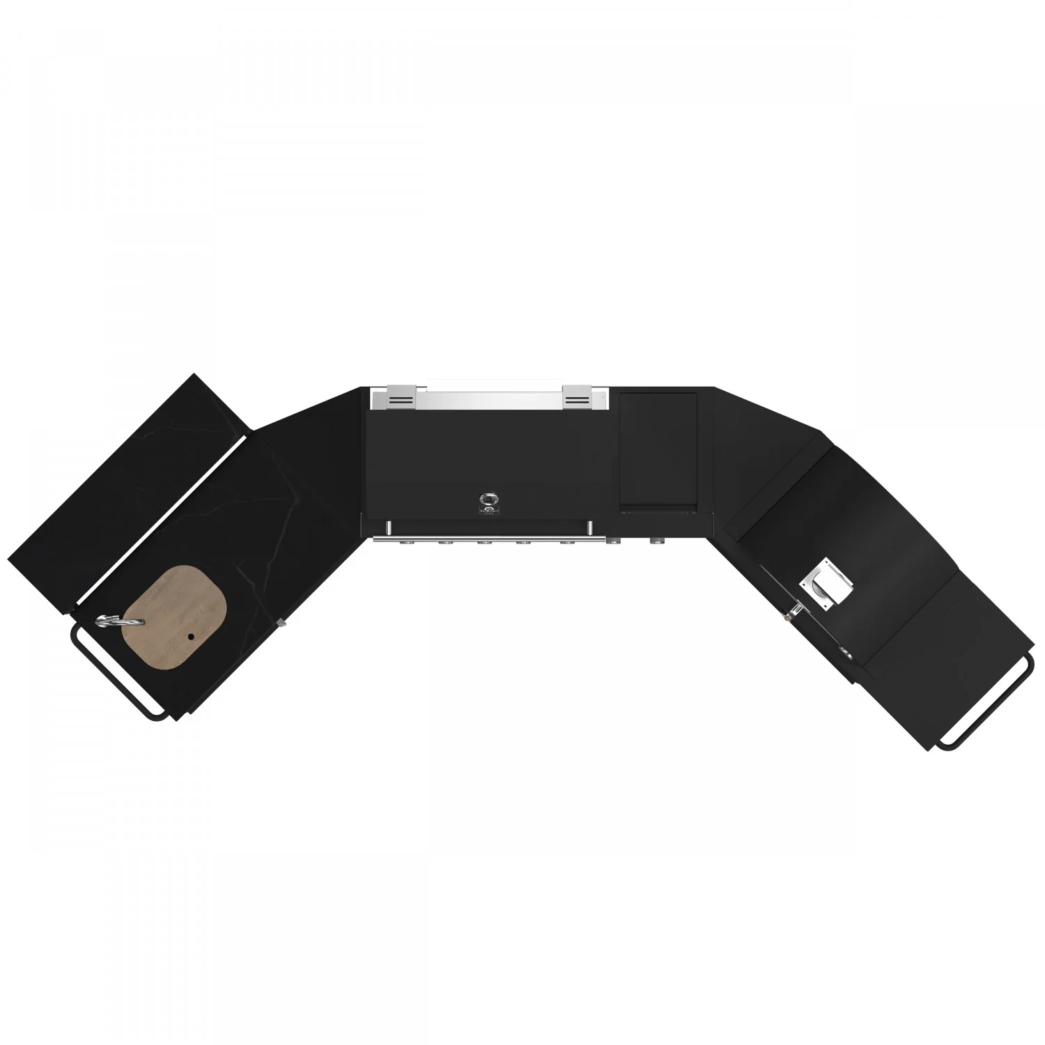 Forno All'Aperto Black Countertop Outdoor Kitchen with 74,600 BTU BBQ, Pizza Oven and Bar Module - FODKT2551BLK - Image 7