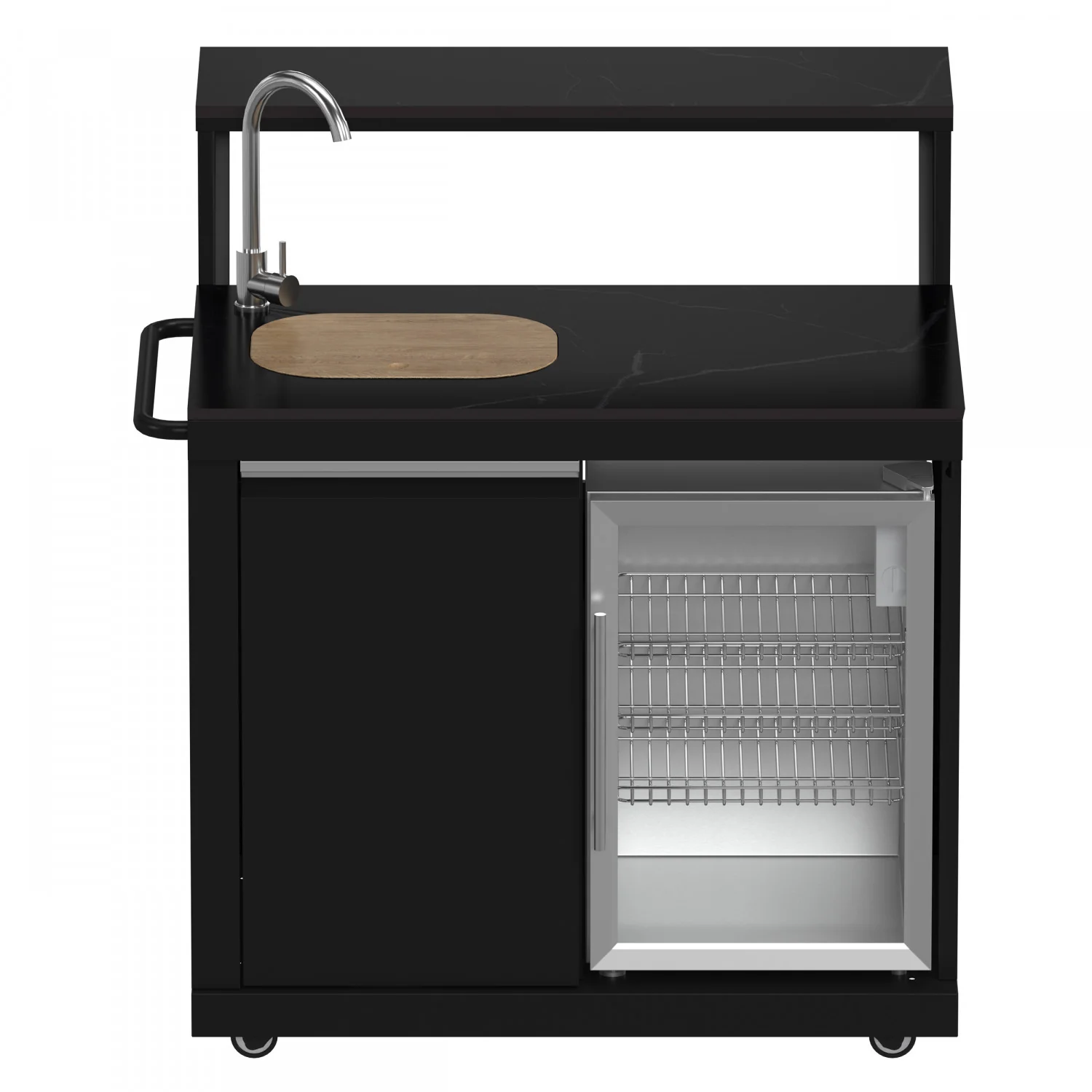 Forno All'Aperto Black Countertop Outdoor Kitchen with 74,600 BTU BBQ, Pizza Oven and Bar Module - FODKT2551BLK - Image 9