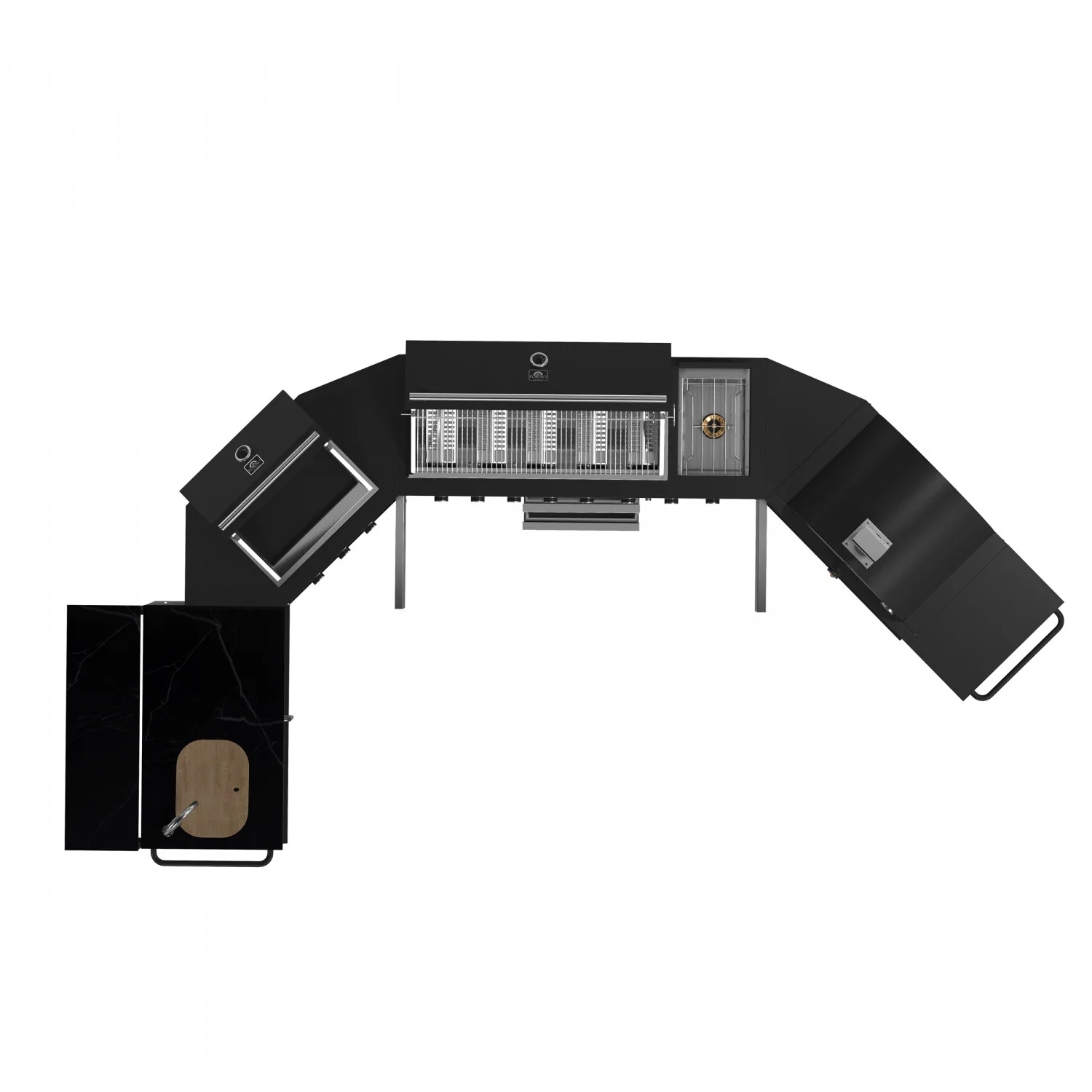 Forno All'Aperto Black Countertop Outdoor Kitchen with 86,600 BTU BBQ, 24" Plancha and 18" Pizza Oven - FODKT2568BLK - Image 15