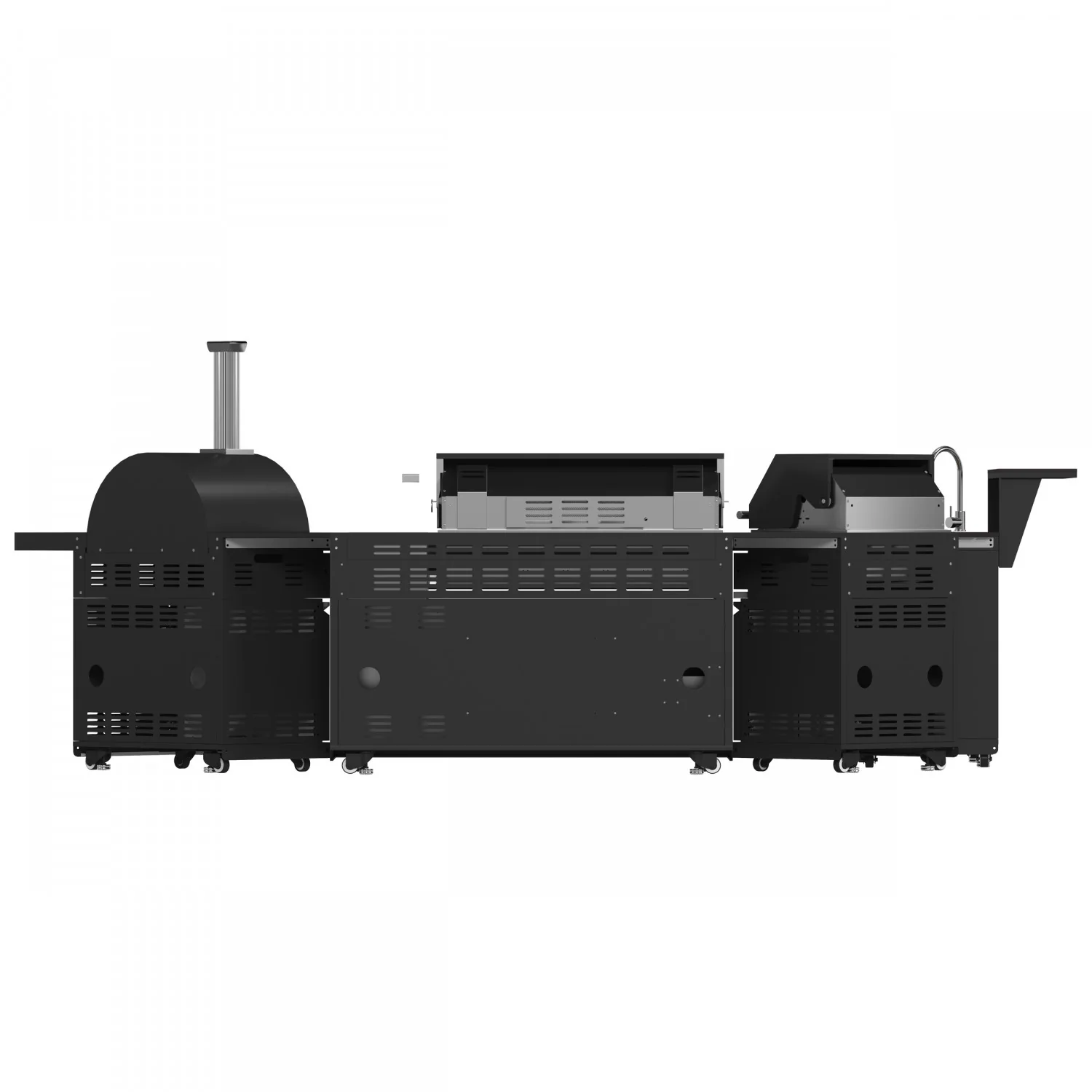 Forno All'Aperto Black Countertop Outdoor Kitchen with 86,600 BTU BBQ, 24" Plancha and 18" Pizza Oven - FODKT2568BLK - Image 16