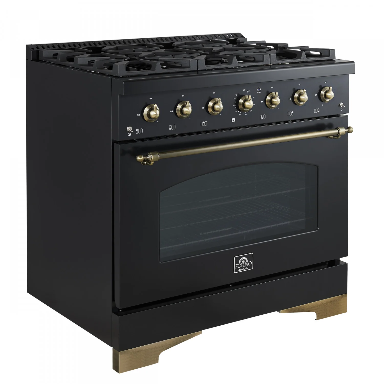 Forno Antico 36" Black Freestanding Gas Range (4.5 Cu. Ft.) - FFSGS6219-36BLK - Image 4