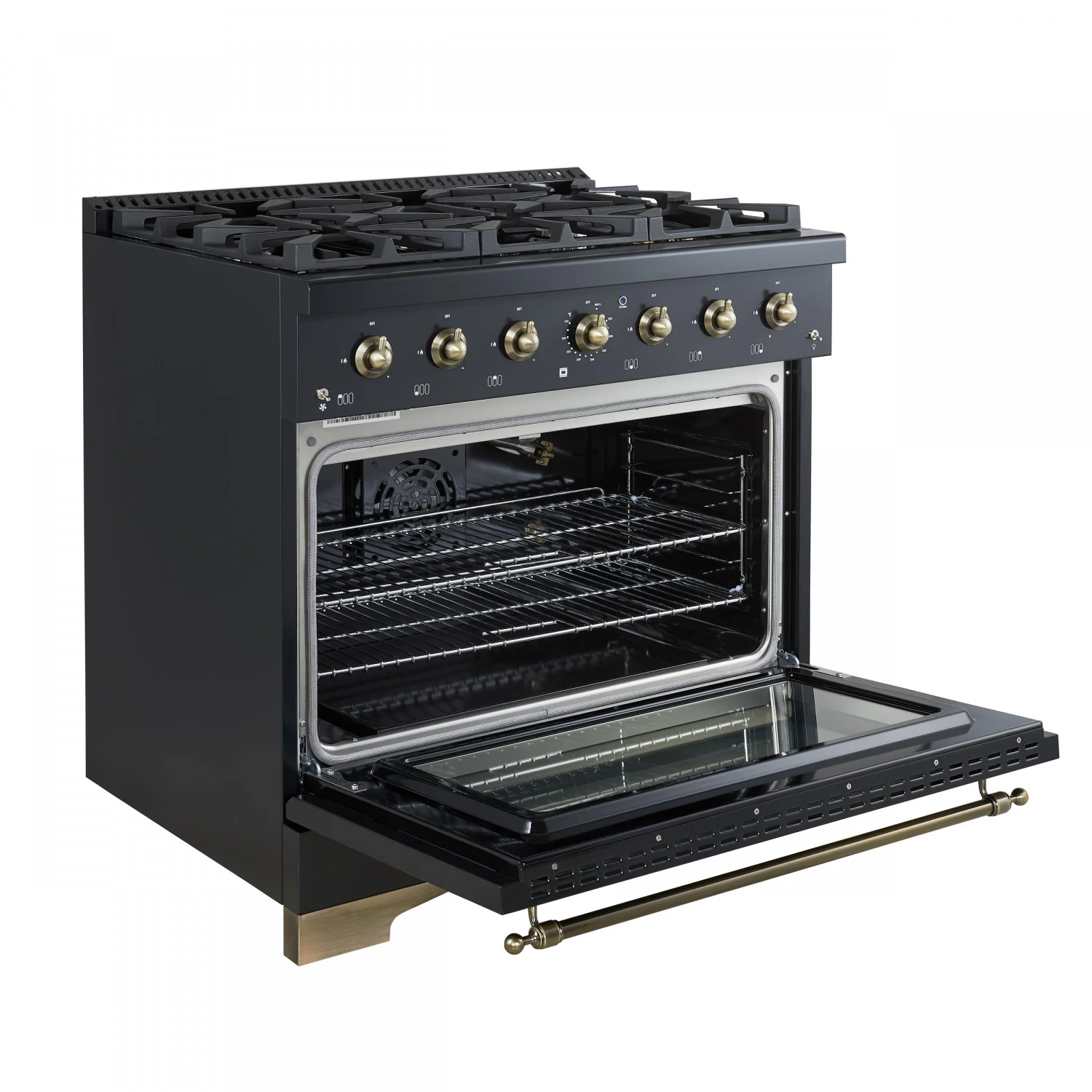 Forno Antico 36" Black Freestanding Gas Range (4.5 Cu. Ft.) - FFSGS6219-36BLK - Image 7