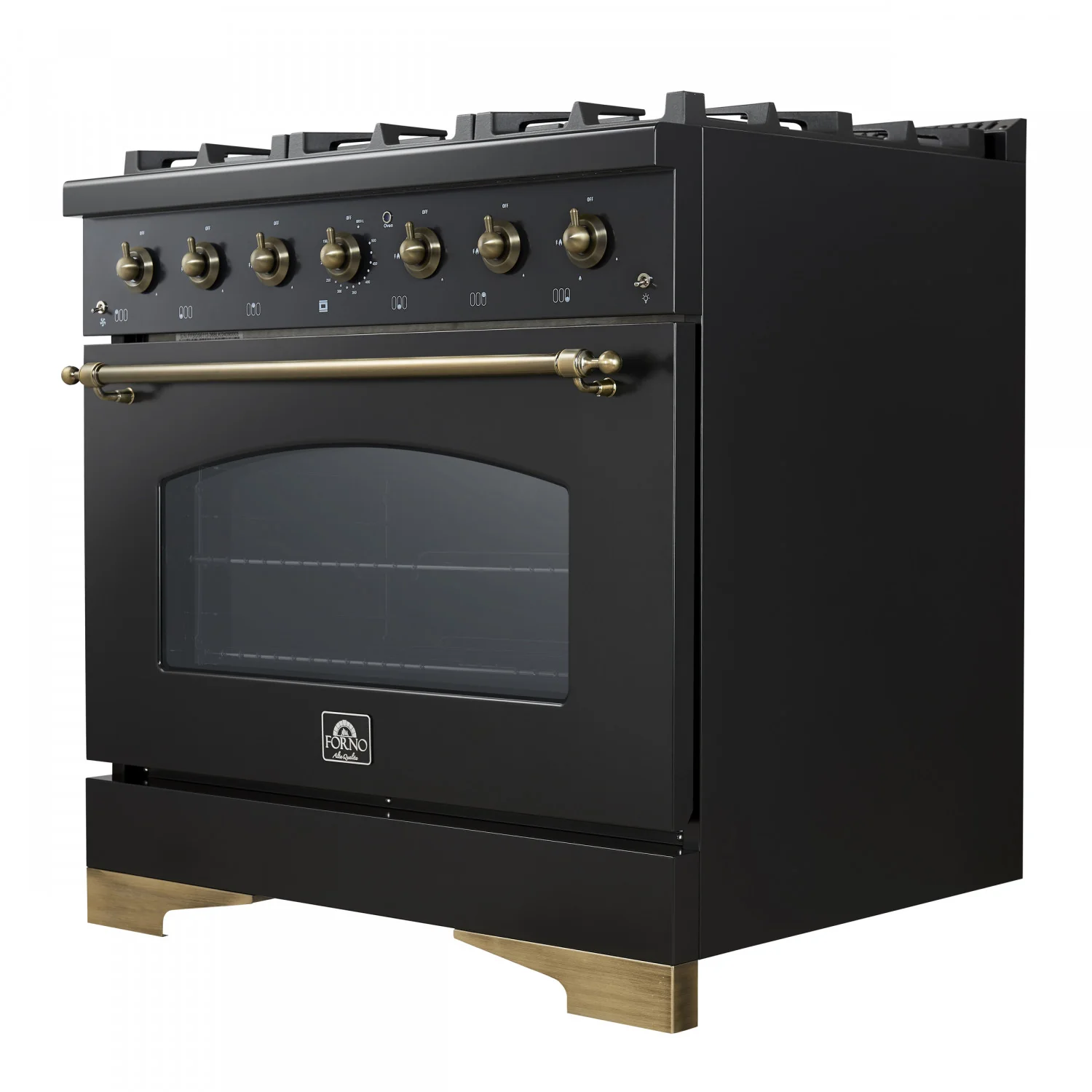 Forno Antico 36" Black Freestanding Gas Range (4.5 Cu. Ft.) - FFSGS6219-36BLK - Image 9
