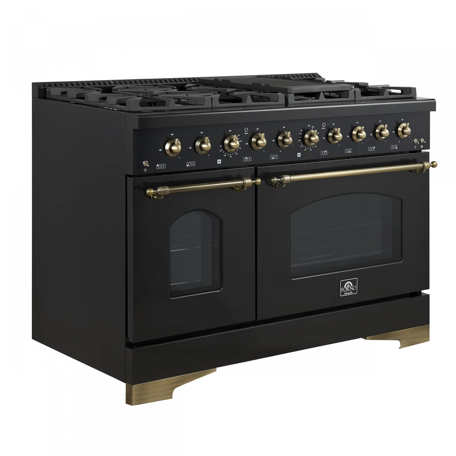 Forno Antico 48" Black Freestanding Double Oven Gas Range (5.5 Cu. Ft.) - FFSGS6219-48BLK - Image 6