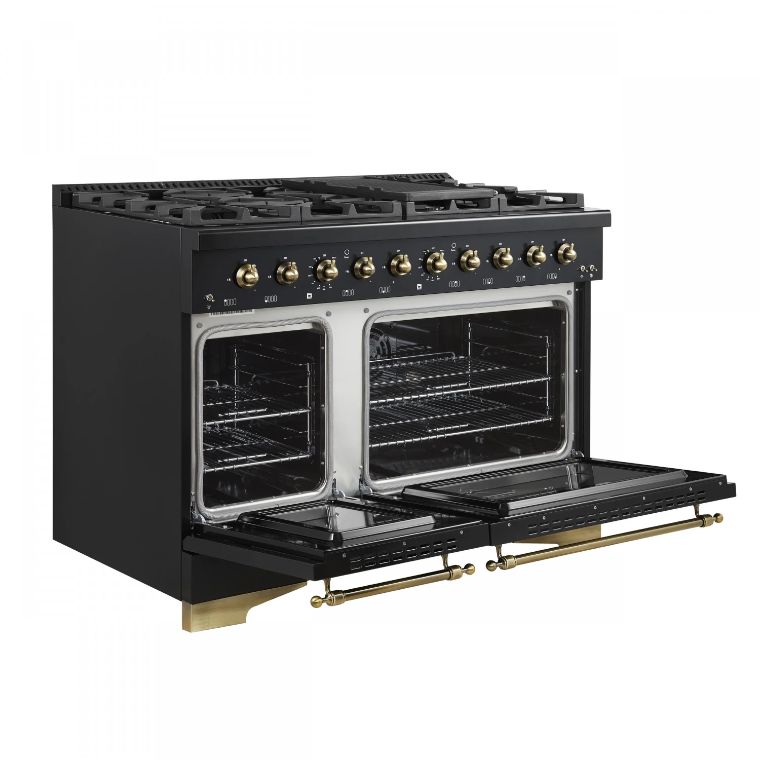 Forno Antico 48" Black Freestanding Dual Fuel Double Oven Range (5.5 Cu. Ft.) - FFSGS6113-48BLK - Image 6