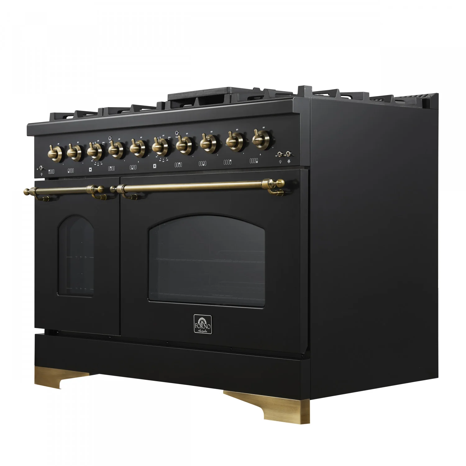 Forno Antico 48" Black Freestanding Dual Fuel Double Oven Range (5.5 Cu. Ft.) - FFSGS6113-48BLK - Image 7