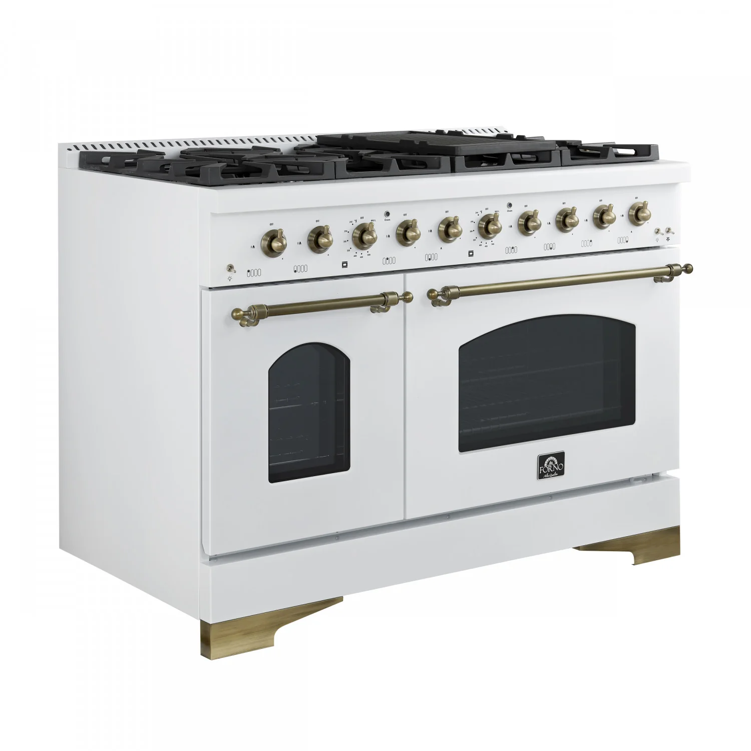 Forno Antico 48" White Freestanding Dual Fuel Double Oven Range (5.5 Cu. Ft.) - FFSGS6113-48WHT - Image 5