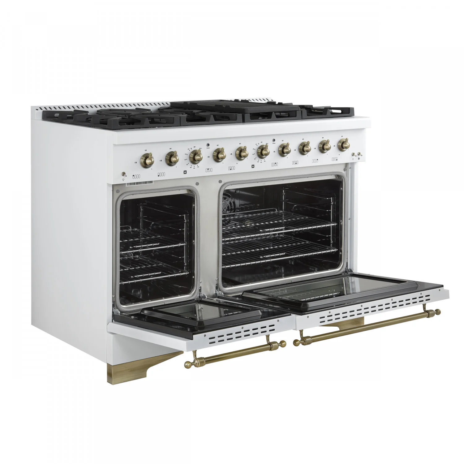 Forno Antico 48" White Freestanding Dual Fuel Double Oven Range (5.5 Cu. Ft.) - FFSGS6113-48WHT - Image 6