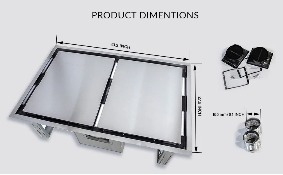 Forno Arezzo Stainless Steel 44" 1200 CFM Insert Range Hood - FRHRE5312-44 - Image 13