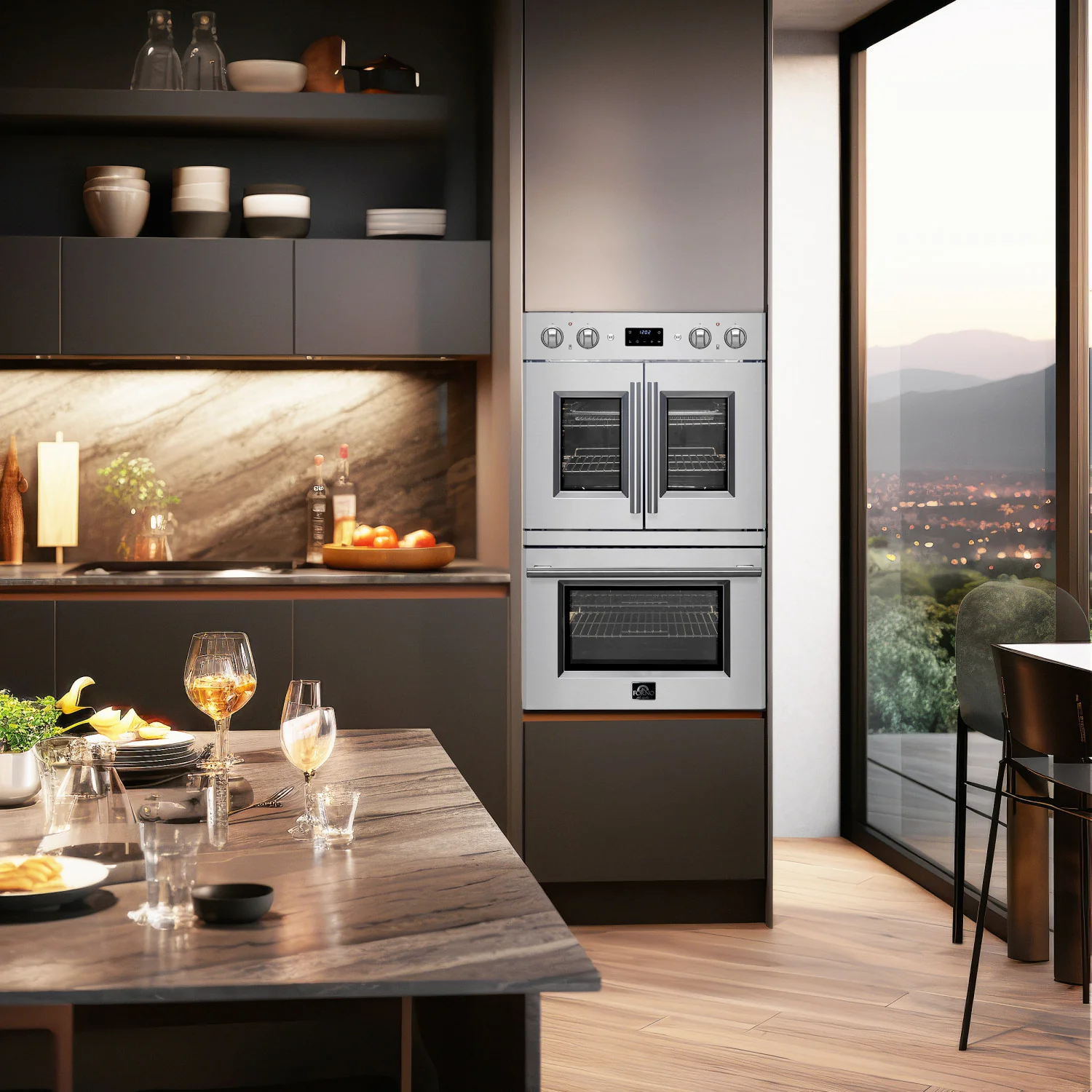 Forno Asti Stainless Steel 30" French Door Double Wall Oven With Dual True Convection And Air Fry (7.36 Cu. Ft.) - FBOEL1340-30 - Image 12