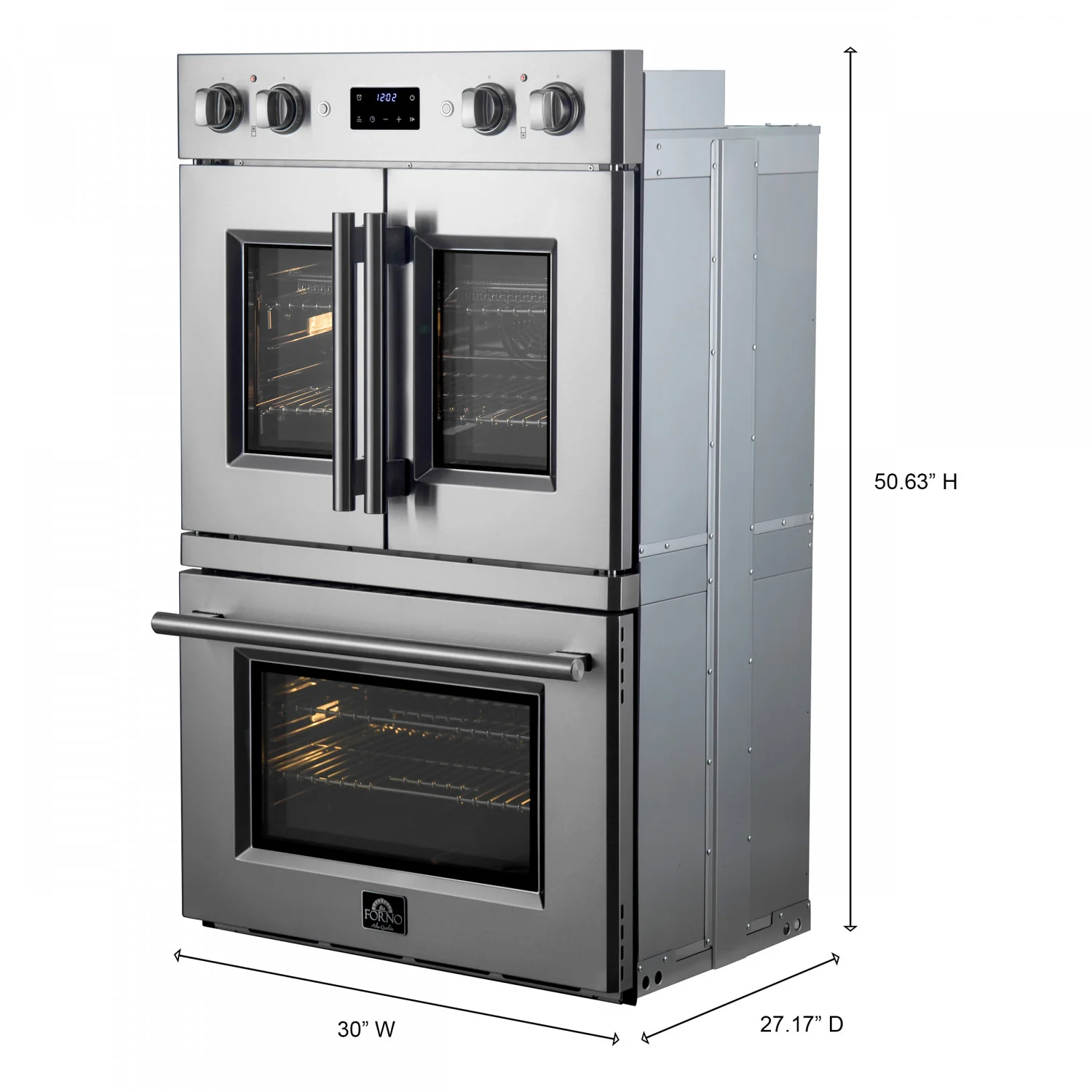 Forno Asti Stainless Steel 30" French Door Double Wall Oven With Dual True Convection And Air Fry (7.36 Cu. Ft.) - FBOEL1340-30 - Image 6