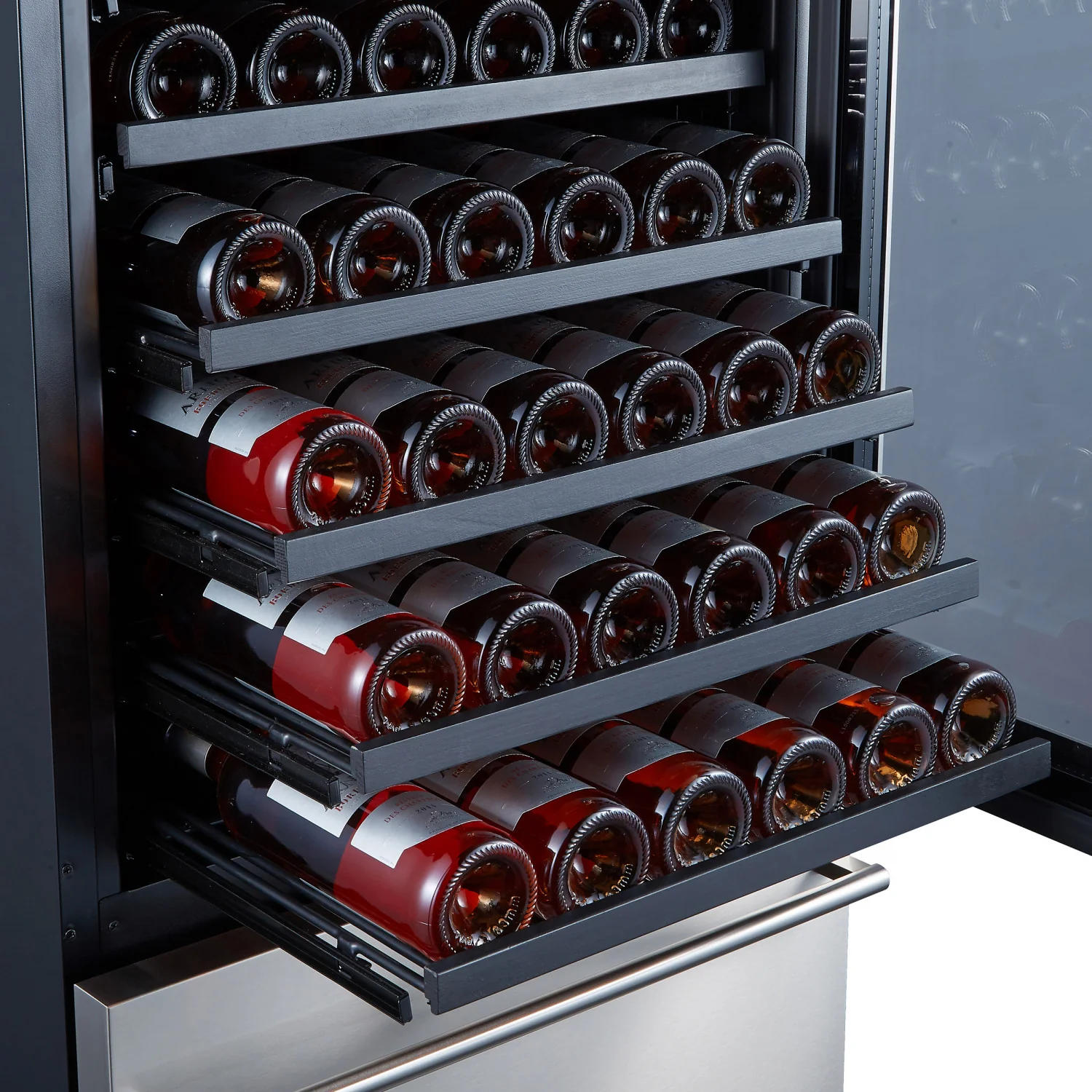 Forno Azienda 24" Stainless Steel 108 Bottle Dual Zone Wine Cooler with Two Refrigerated Drawers - FWCDR6628-24S - Image 8