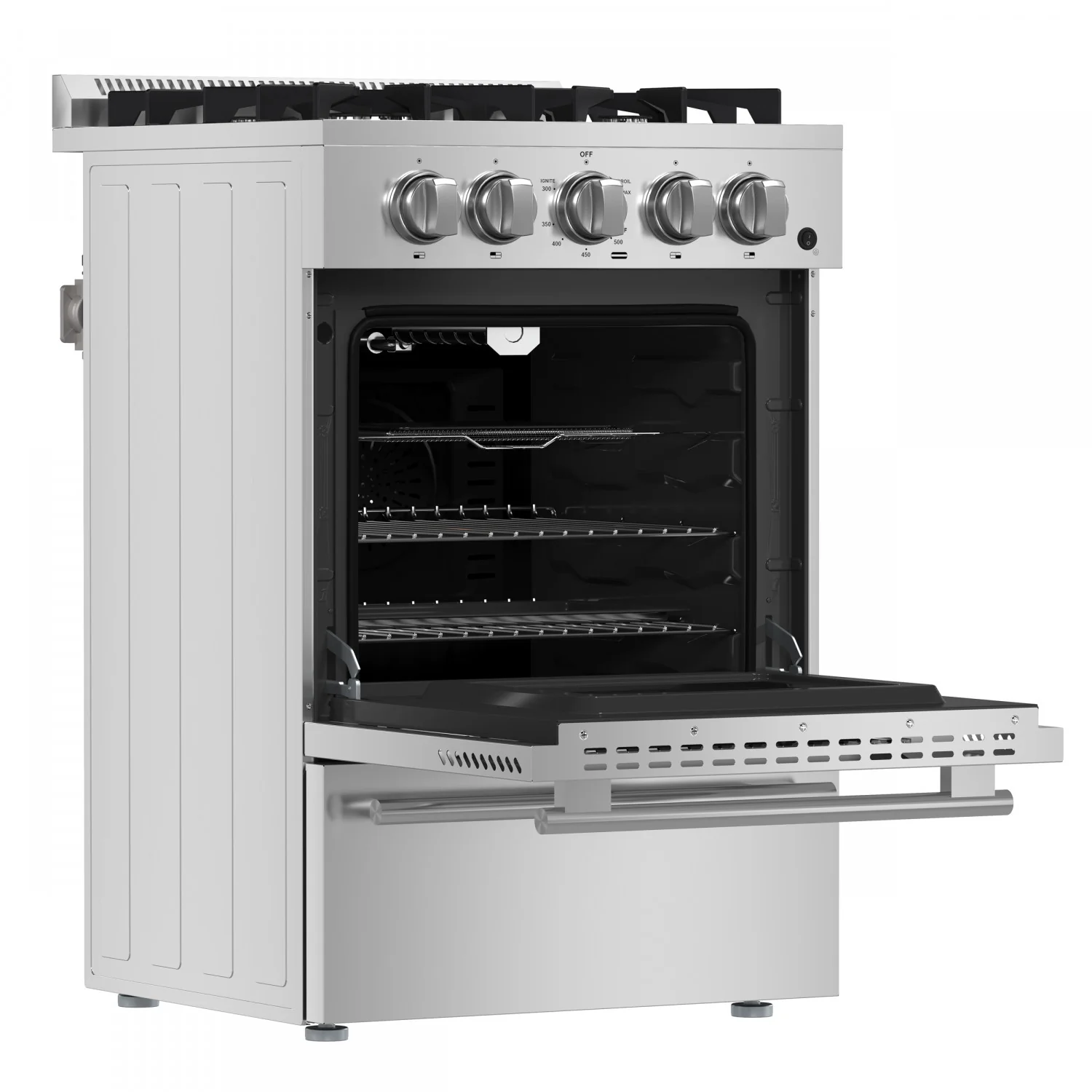 Forno Breno 24" Stainless Steel Freestanding Gas Range with Air Fry (2.3 Cu. Ft.) - FFSGS6290-24 - Image 4