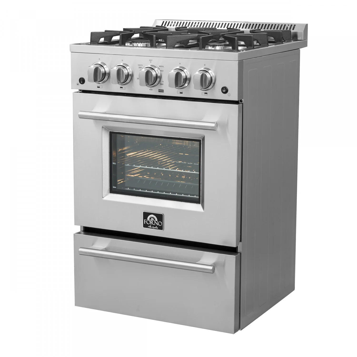 Forno Breno 24" Stainless Steel Freestanding Gas Range with Air Fry (2.3 Cu. Ft.) - FFSGS6290-24 - Image 7