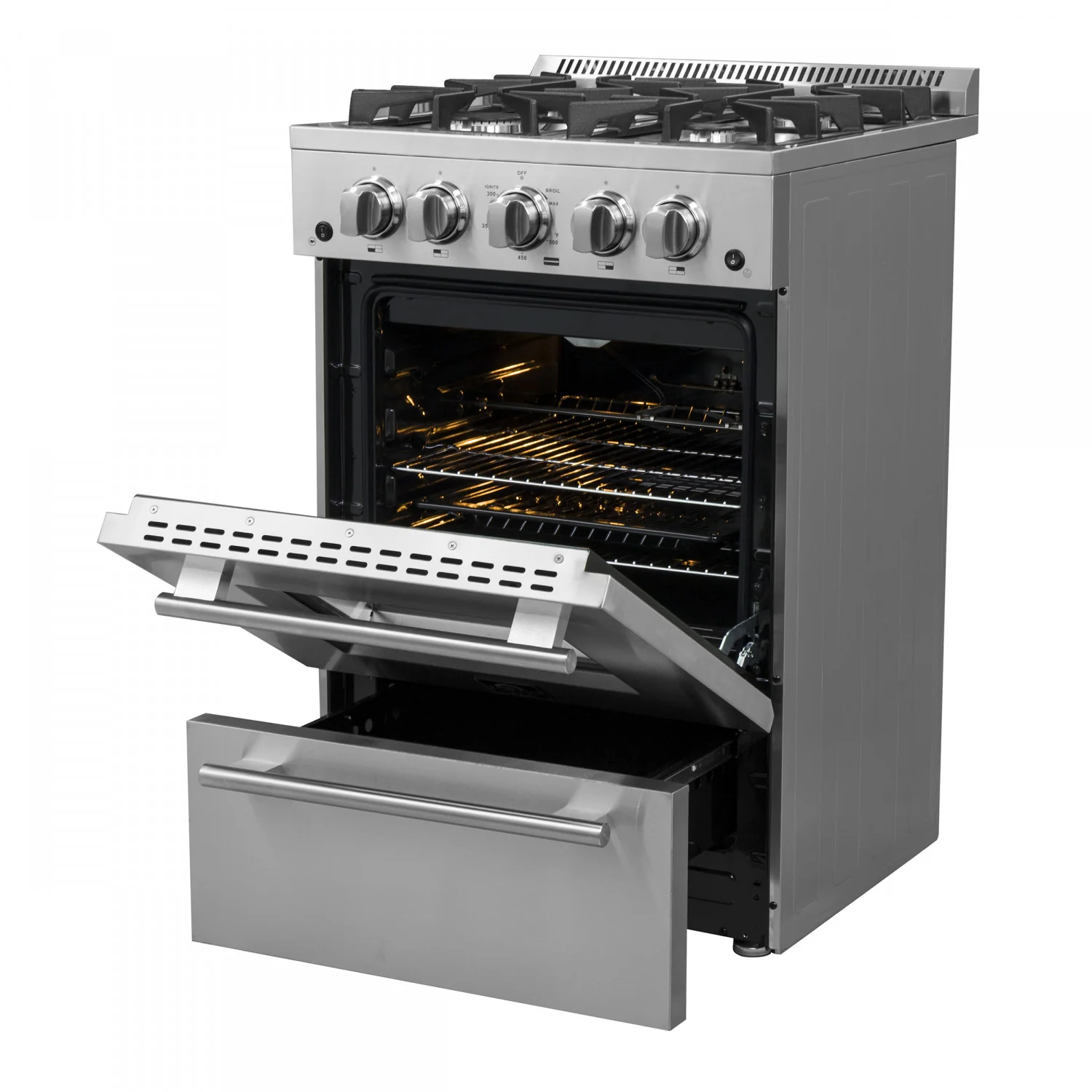 Forno Breno 24" Stainless Steel Freestanding Gas Range with Air Fry (2.3 Cu. Ft.) - FFSGS6290-24 - Image 8