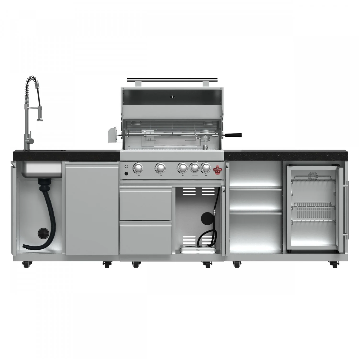 Forno Bulnes Black Countertop Outdoor Kitchen with 30" 60,000 BTU BBQ and Beverage Centre - FODKT2506BLK - Image 2