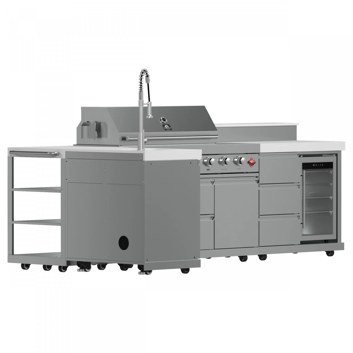 Forno Bulnes White Countertop Outdoor Kitchen with 40" 84,000 BTU BBQ and Beverage Centre - FODKT2520WHT - Image 11