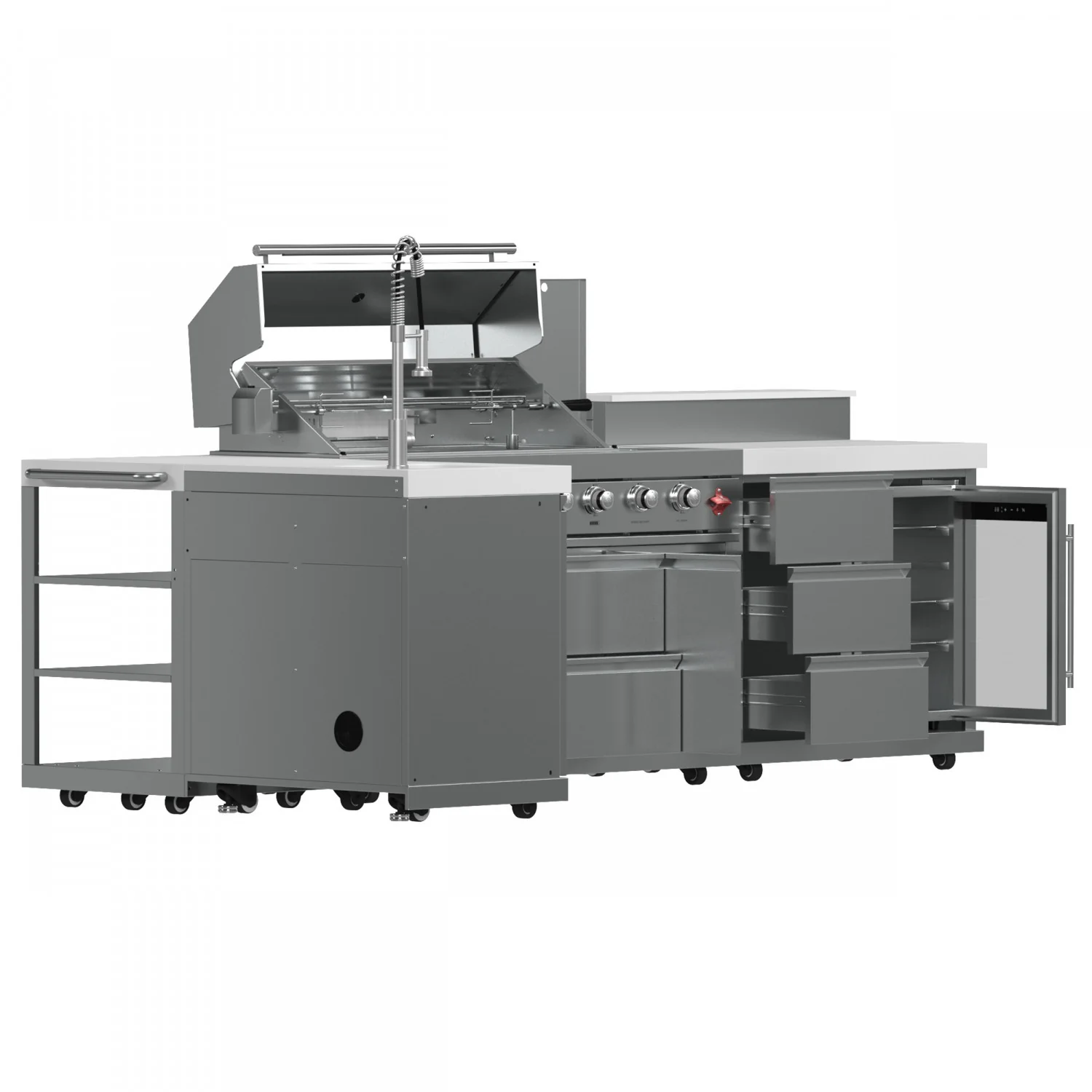 Forno Bulnes White Countertop Outdoor Kitchen with 40" 84,000 BTU BBQ and Beverage Centre - FODKT2520WHT - Image 12