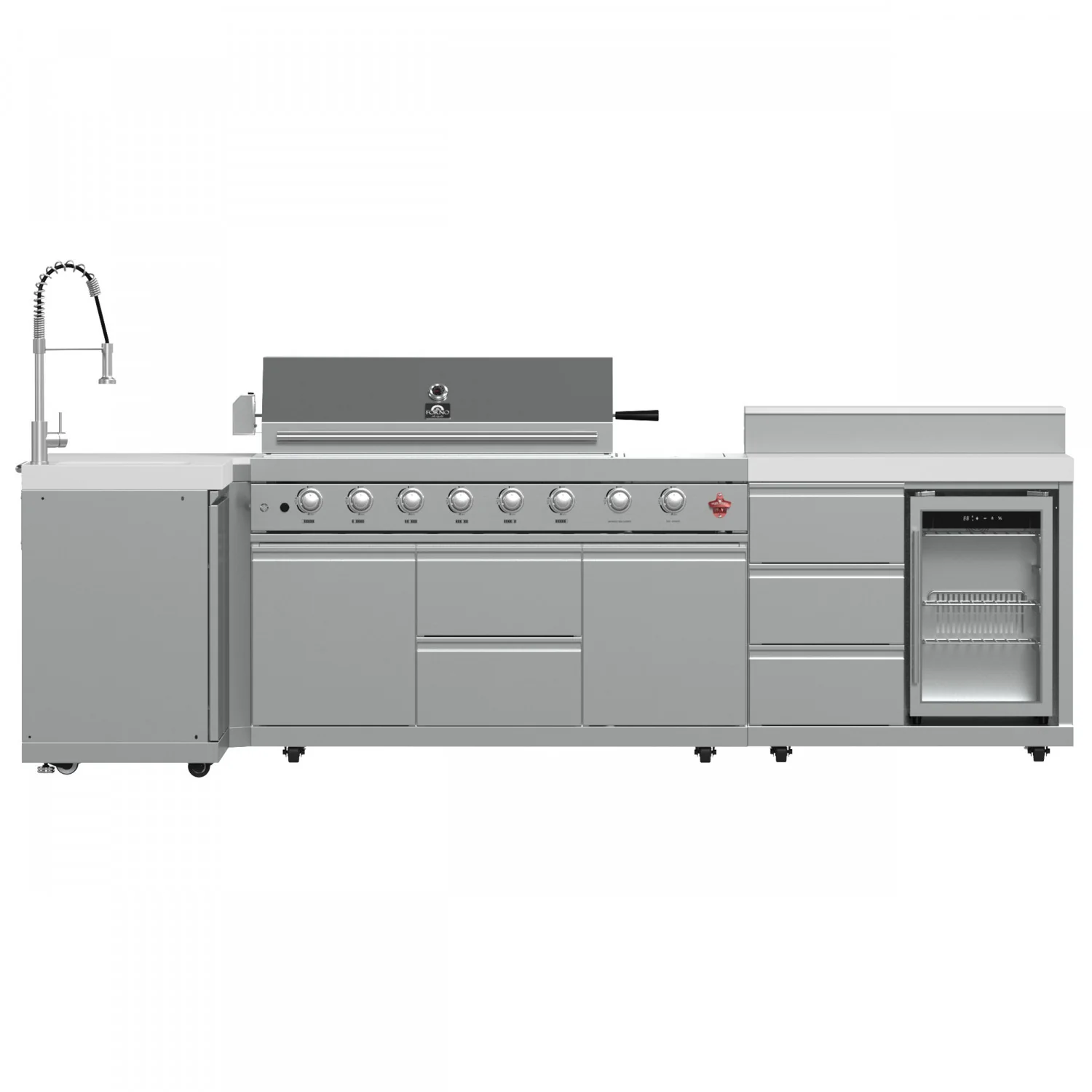Forno Bulnes White Countertop Outdoor Kitchen with 40" 84,000 BTU BBQ and Beverage Centre - FODKT2520WHT - Image 16