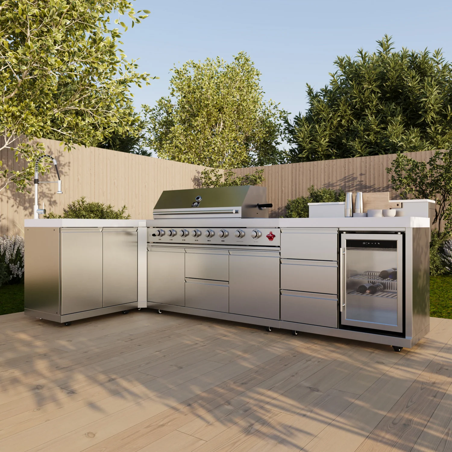 Forno Bulnes White Countertop Outdoor Kitchen with 40" 84,000 BTU BBQ and Beverage Centre - FODKT2520WHT - Image 17