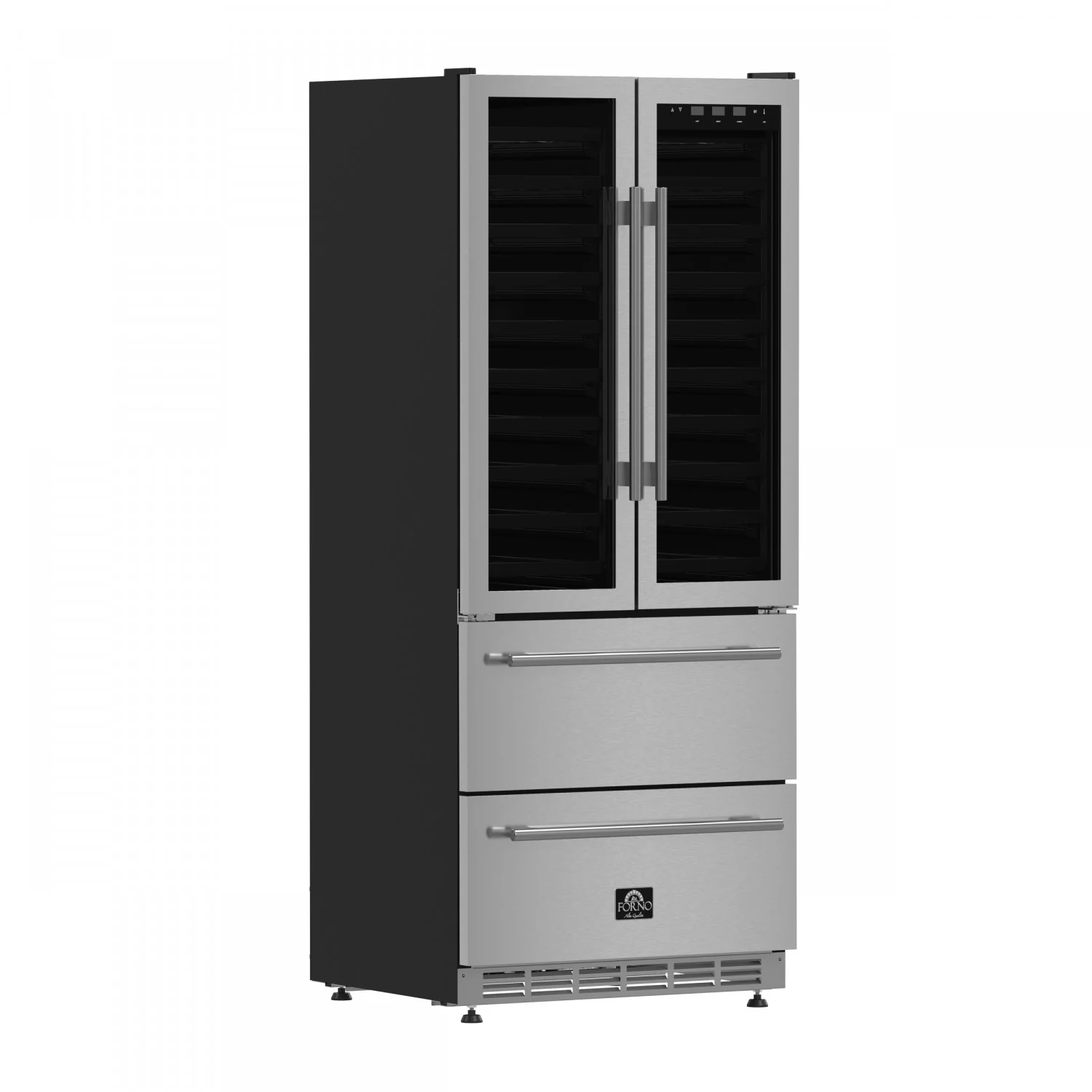 Forno Campania 32" 17.7 Cu.Ft.Stainless Steel 120 Bottle Dual Wine Cooler with Two Beverage Drawers - FWCDR6635-32S - Image 2