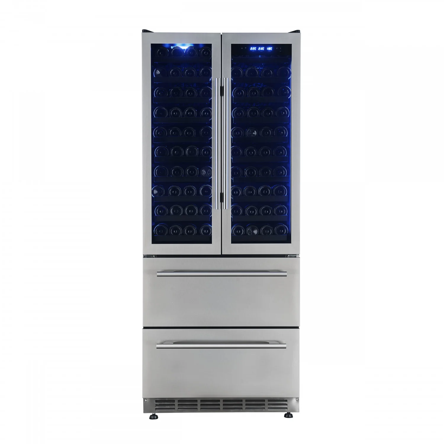 Forno Campania 32" 17.7 Cu.Ft.Stainless Steel 120 Bottle Dual Wine Cooler with Two Beverage Drawers - FWCDR6635-32S - Image 6