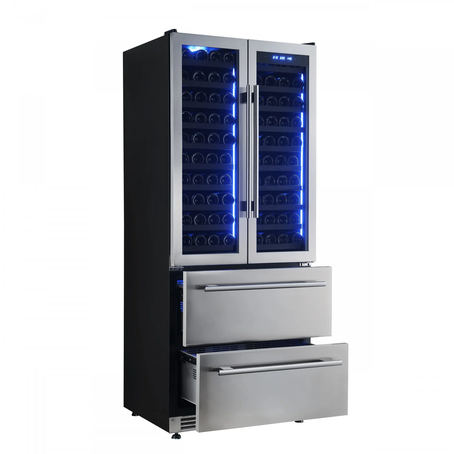 Forno Campania 32" 17.7 Cu.Ft.Stainless Steel 120 Bottle Dual Wine Cooler with Two Beverage Drawers - FWCDR6635-32S - Image 7