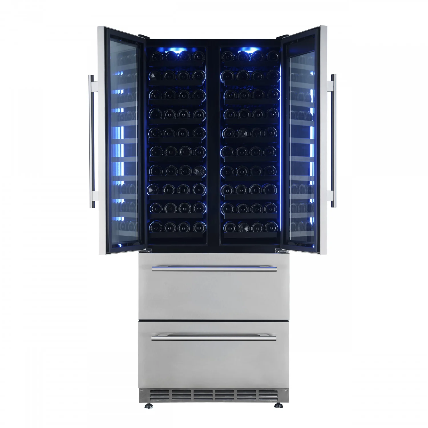 Forno Campania 32" 17.7 Cu.Ft.Stainless Steel 120 Bottle Dual Wine Cooler with Two Beverage Drawers - FWCDR6635-32S - Image 8