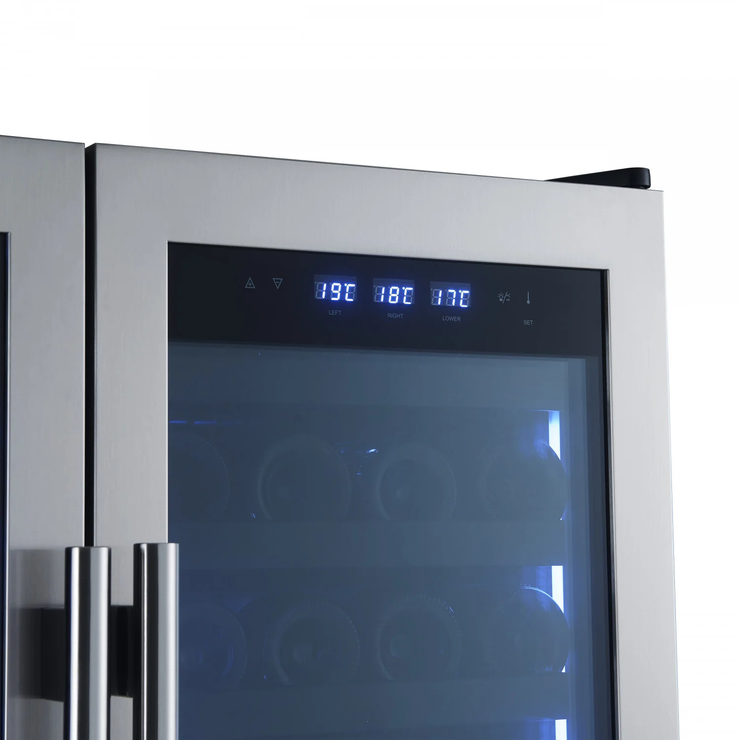 Forno Campania 32" 17.7 Cu.Ft.Stainless Steel 120 Bottle Dual Wine Cooler with Two Beverage Drawers - FWCDR6635-32S - Image 9