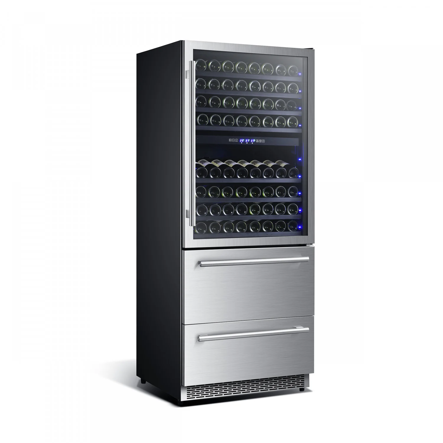 Forno Capraia 30" Stainless Steel 144 Bottle Dual Zone Wine Cooler with Two Beverage Drawers - FWCDR6661-30S - Image 2
