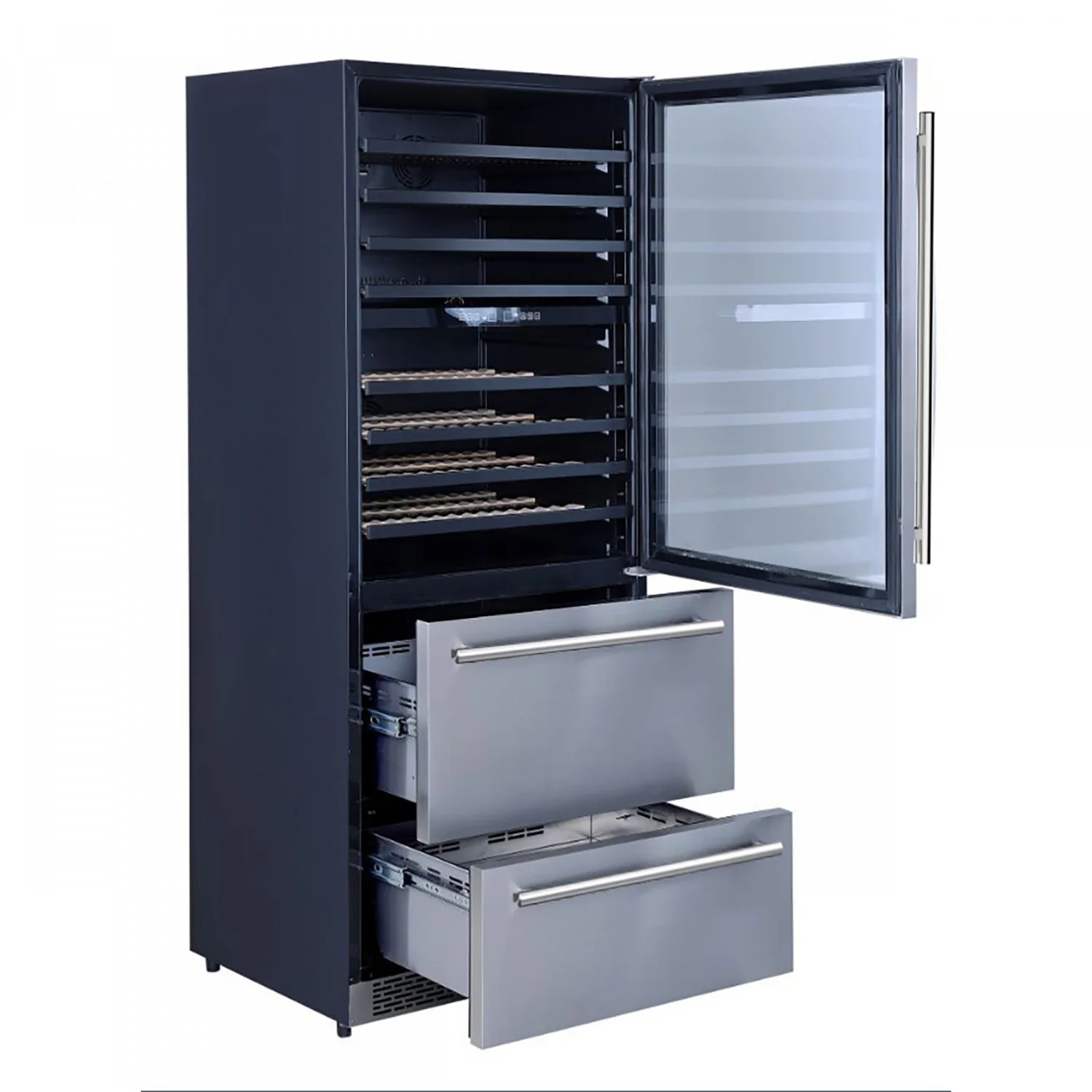 Forno Capraia 30" Stainless Steel 144 Bottle Dual Zone Wine Cooler with Two Beverage Drawers - FWCDR6661-30S - Image 5