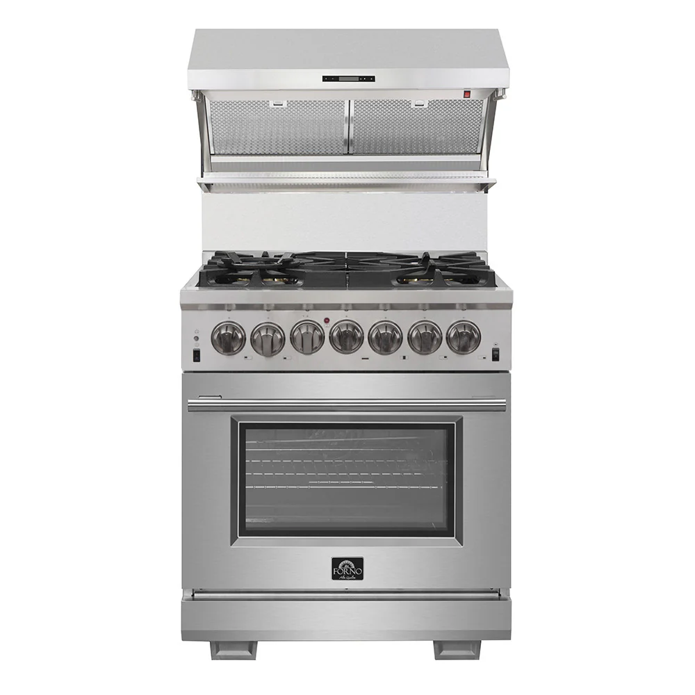 Forno Capriasca 30" Stainless Steel Dual Fuel Range with True Convection (4.32 Cu. Ft.) - FFSGS6187-30 - Image 2