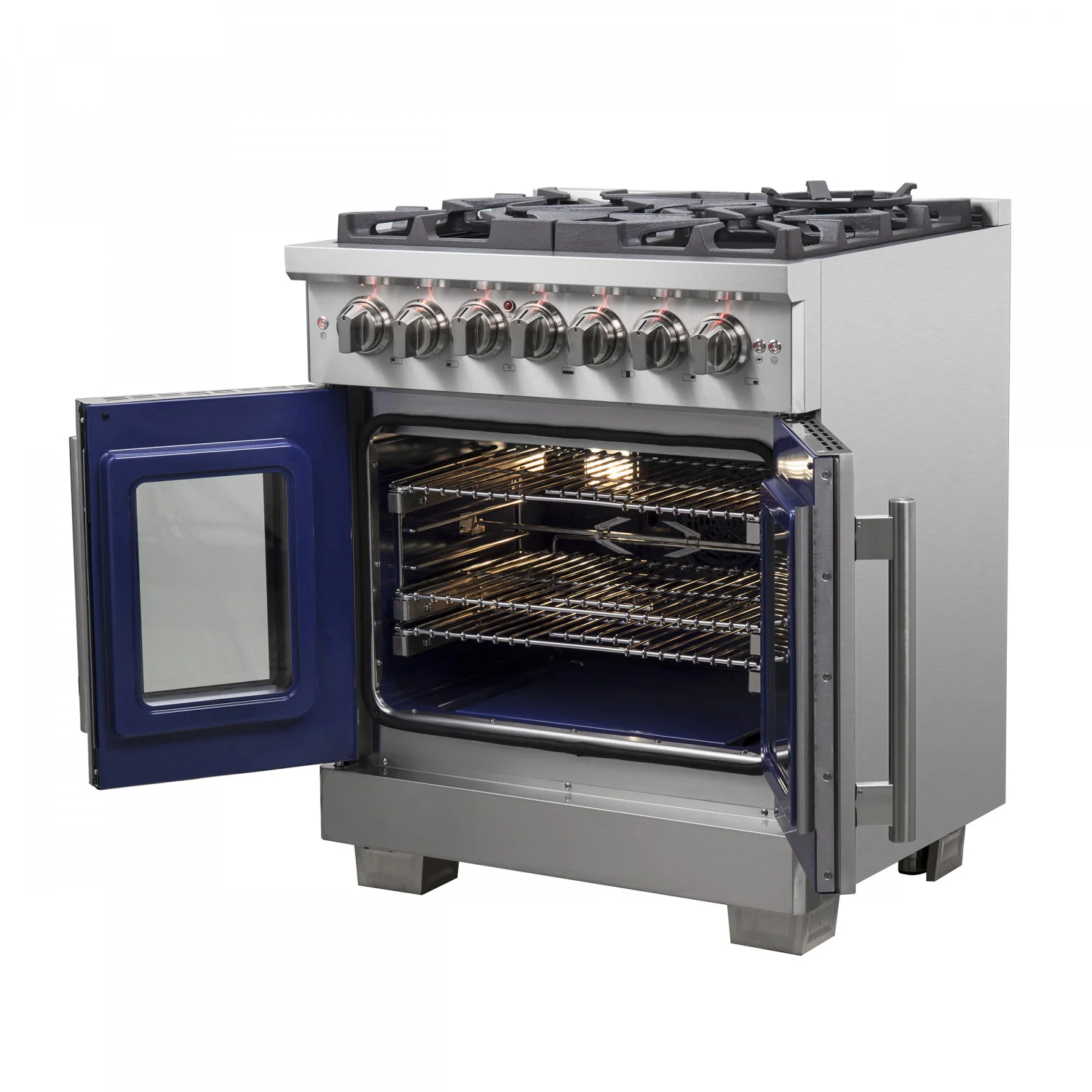 Forno Capriasca 30" Stainless Steel French Door Dual Fuel Range with True Convection (4.32 Cu. Ft.) - FFSGS6387-30 - Image 6