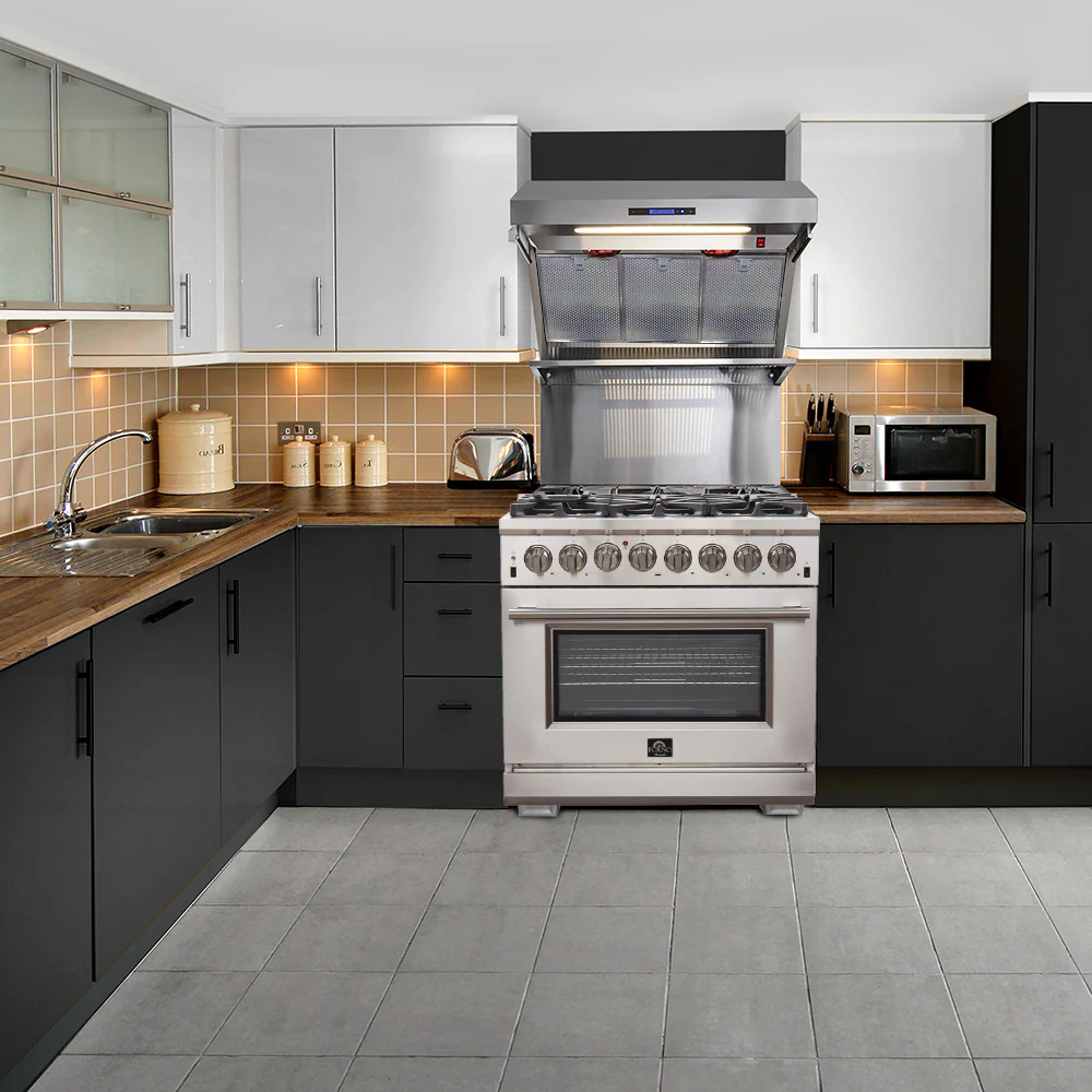 Forno Capriasca 36" Stainless Steel Dual Fuel Range with True Convection (5.36 Cu. Ft.) - FFSGS6187-36 - Image 6