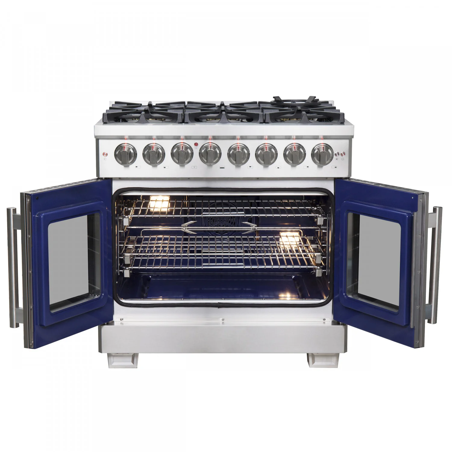 Forno Capriasca 36" Stainless Steel French Door Dual Fuel Range with True Convection (5.36 Cu. Ft.) - FFSGS6387-36 - Image 5