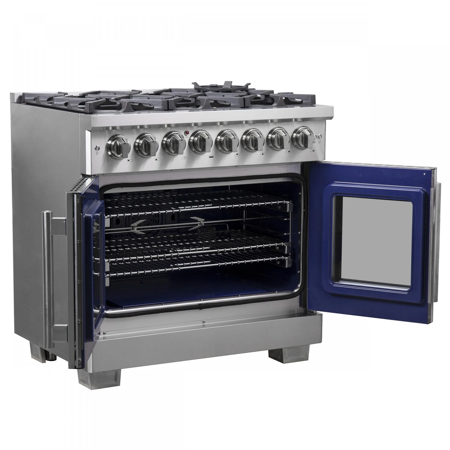 Forno Capriasca 36" Stainless Steel French Door Dual Fuel Range with True Convection (5.36 Cu. Ft.) - FFSGS6387-36 - Image 6
