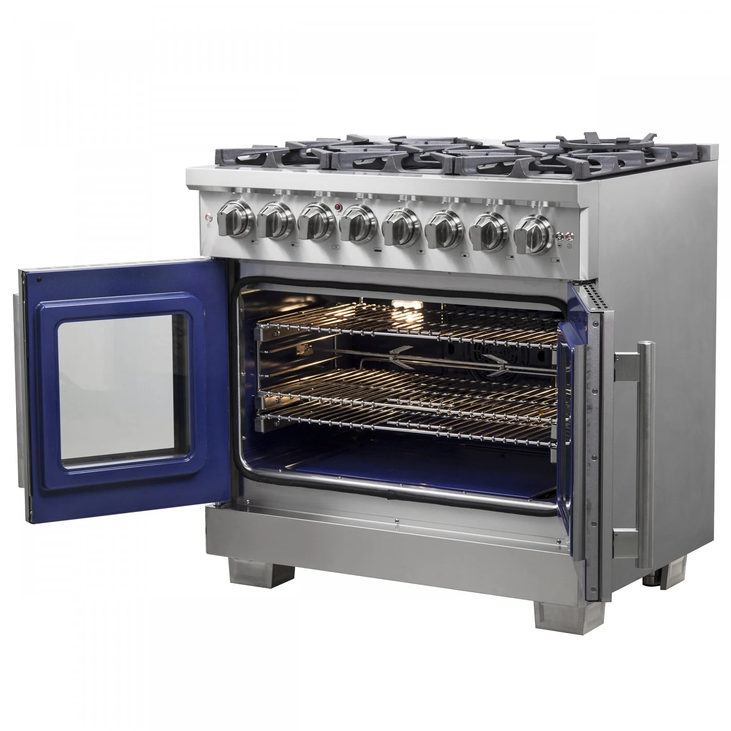 Forno Capriasca 36" Stainless Steel French Door Dual Fuel Range with True Convection (5.36 Cu. Ft.) - FFSGS6387-36 - Image 7