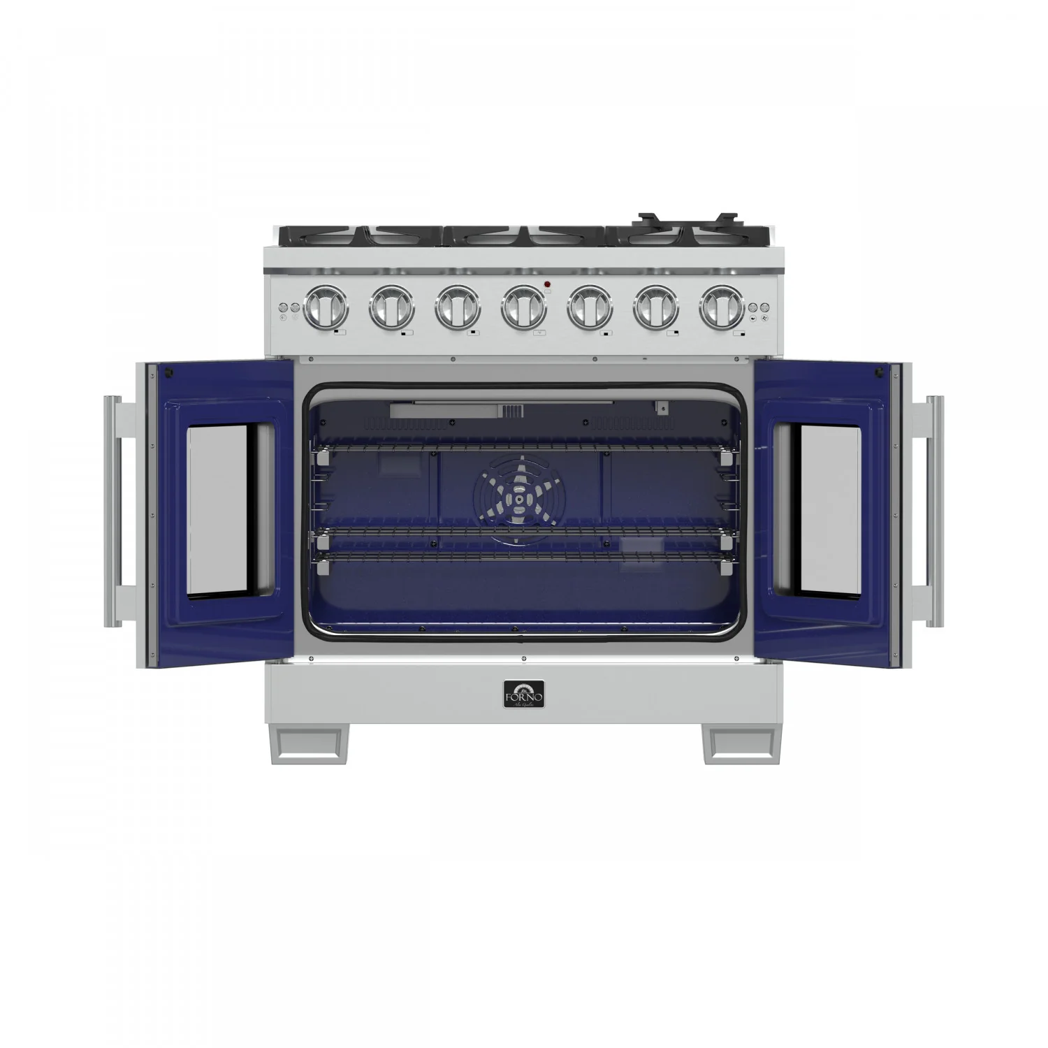 Forno Capriasca 36" Stainless Steel French Door Freestanding Gas Range with Air Fry (5.36 Cu. Ft.) - FFSGS6460-36 - Image 2