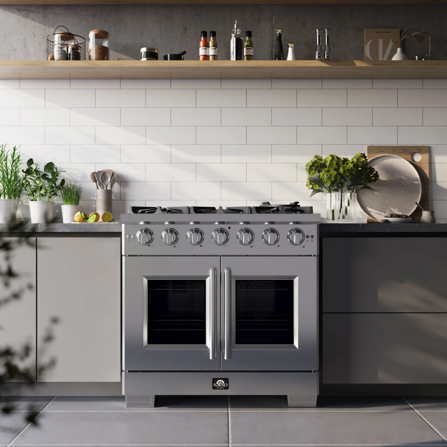 Forno Capriasca 36" Stainless Steel French Door Freestanding Gas Range with Air Fry (5.36 Cu. Ft.) - FFSGS6460-36 - Image 20