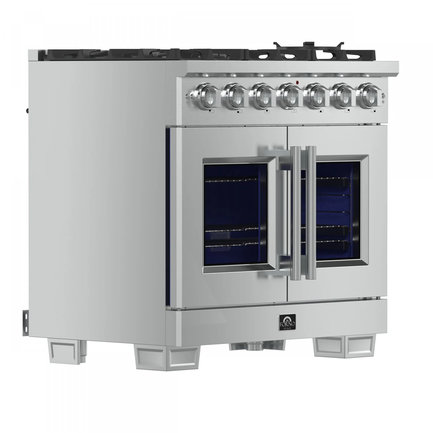Forno Capriasca 36" Stainless Steel French Door Freestanding Gas Range with Air Fry (5.36 Cu. Ft.) - FFSGS6460-36 - Image 3