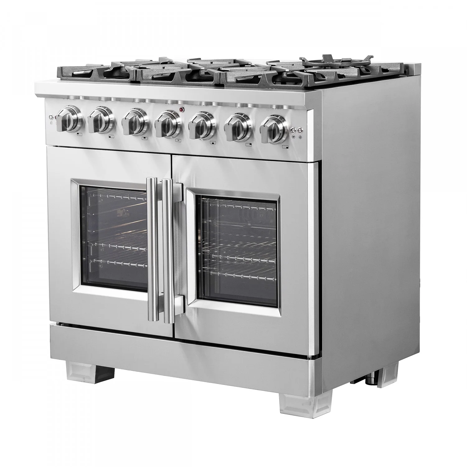 Forno Capriasca 36" Stainless Steel French Door Freestanding Gas Range with Air Fry (5.36 Cu. Ft.) - FFSGS6460-36 - Image 7