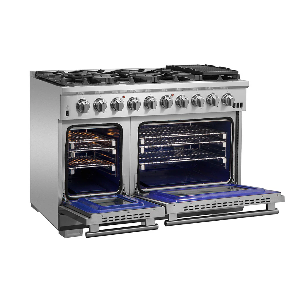 Forno Capriasca 48" Stainless Steel Freestanding Double Oven Gas Range (6.58 Cu. Ft.) - FFSGS6260-48 - Image 3