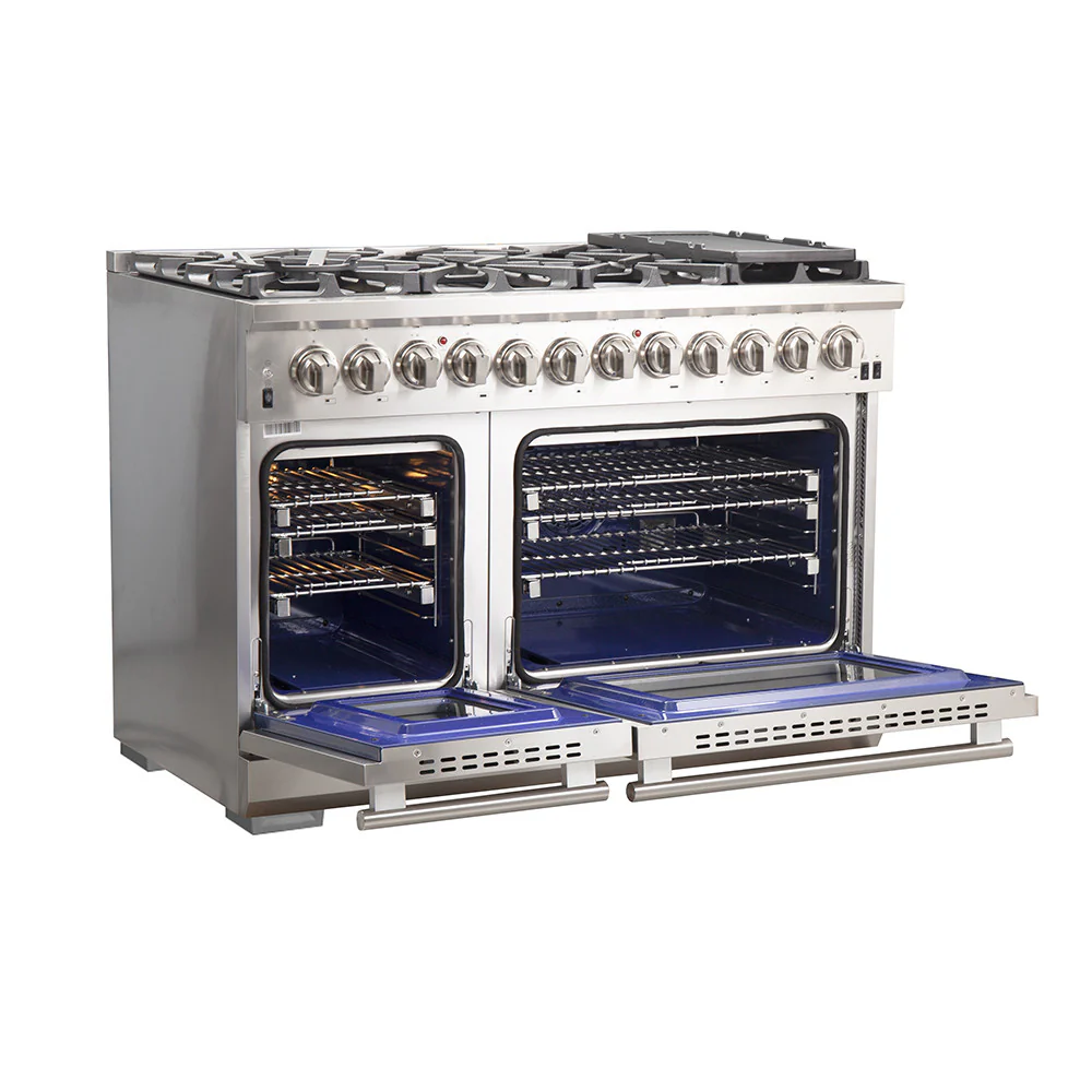 Forno Capriasca 48" Stainless Steel Dual Fuel Double Oven Range with True Convection (6.58 Cu. Ft.) - FFSGS6187-48 - Image 2