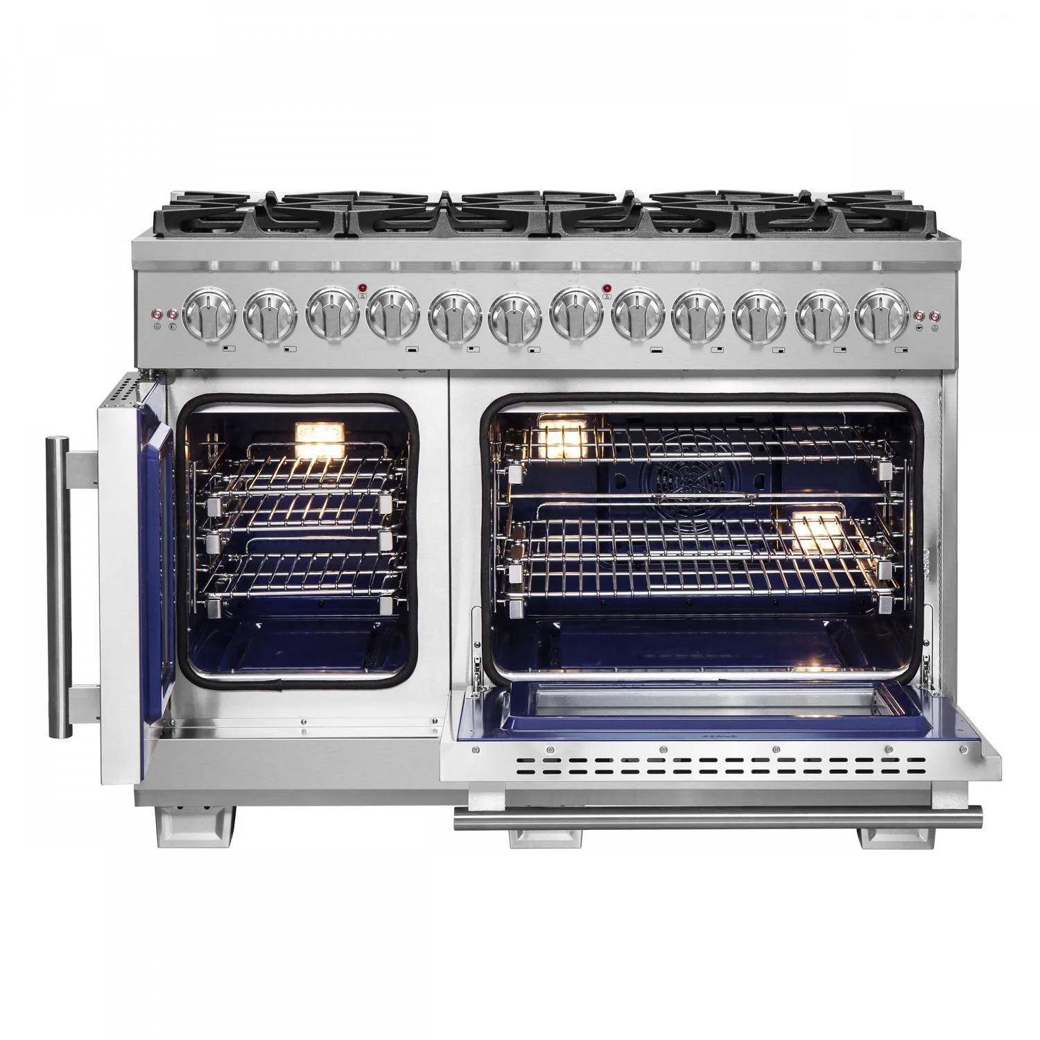 Forno Capriasca 48" Stainless Steel Freestanding Dual Fuel Double Oven Range with True Convection (6.58 Cu. Ft.) - FFSGS6387-48 - Image 5