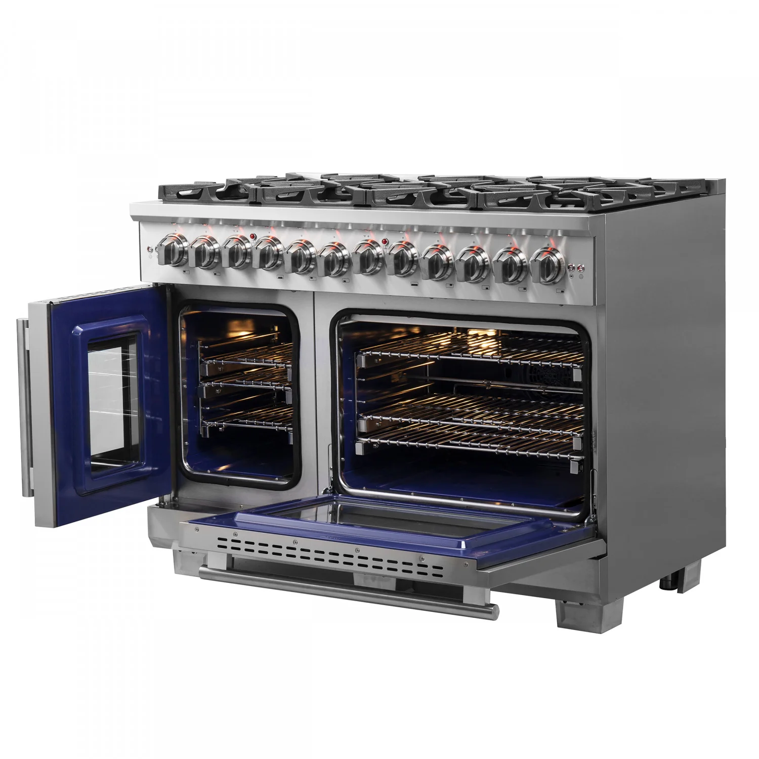 Forno Capriasca 48" Stainless Steel Freestanding Dual Fuel Double Oven Range with True Convection (6.58 Cu. Ft.) - FFSGS6387-48 - Image 6