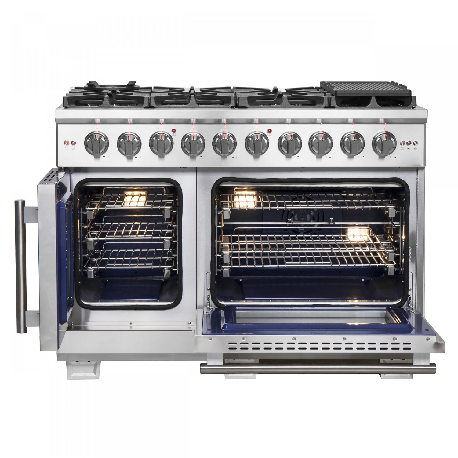 Forno Capriasca 48" Stainless Steel Freestanding Double Oven Gas Range with Air Fry (6.58 Cu. Ft.) - FFSGS6460-48 - Image 3