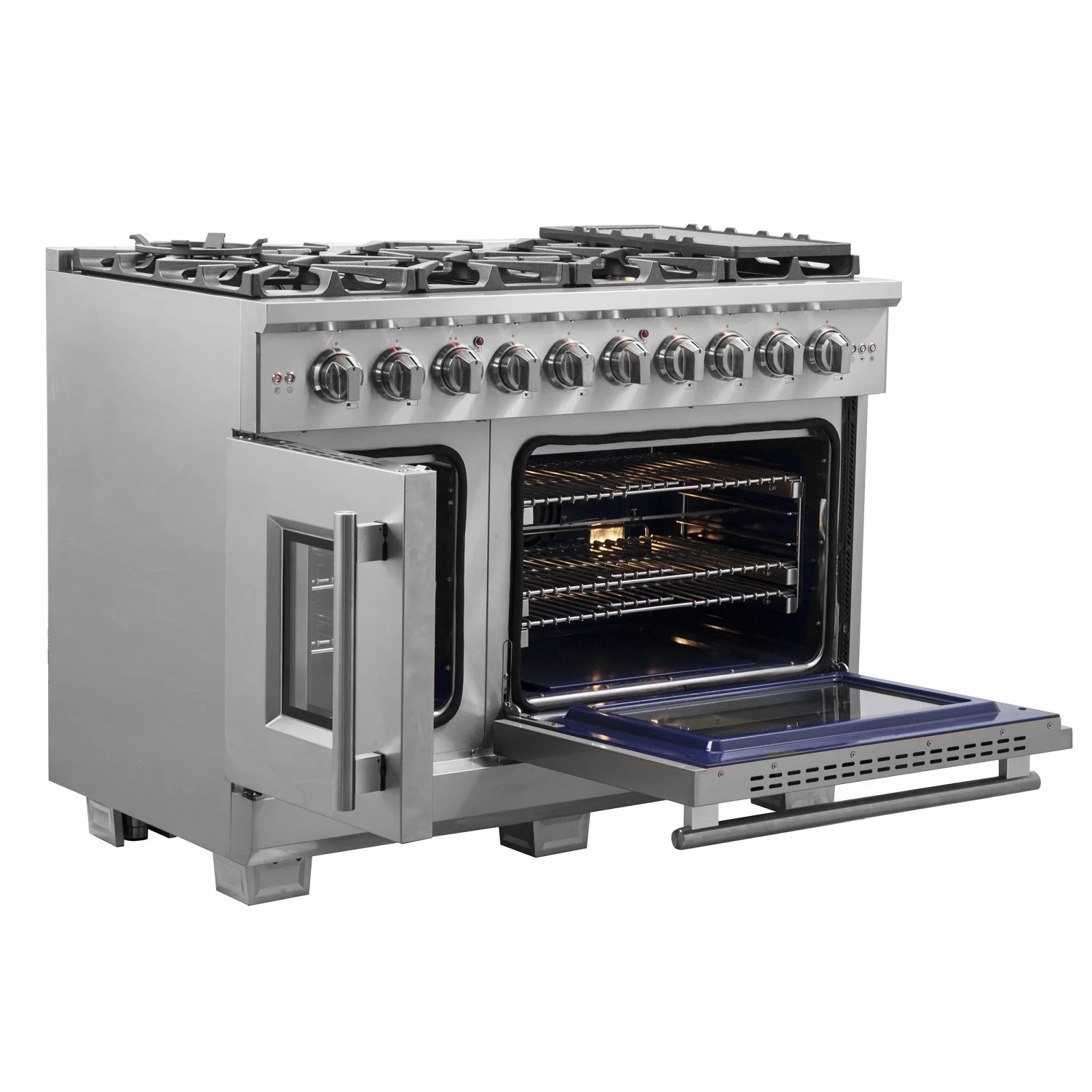 Forno Capriasca 48" Stainless Steel Freestanding Double Oven Gas Range with Air Fry (6.58 Cu. Ft.) - FFSGS6460-48 - Image 5