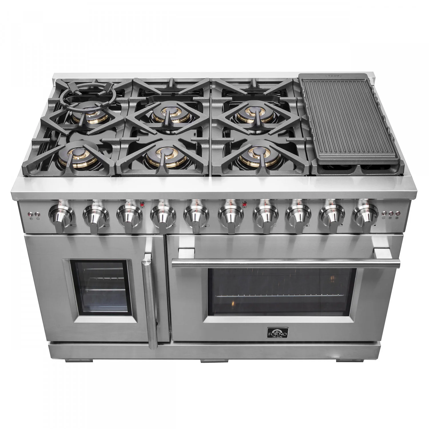 Forno Capriasca 48" Stainless Steel Freestanding Double Oven Gas Range with Air Fry (6.58 Cu. Ft.) - FFSGS6460-48 - Image 6
