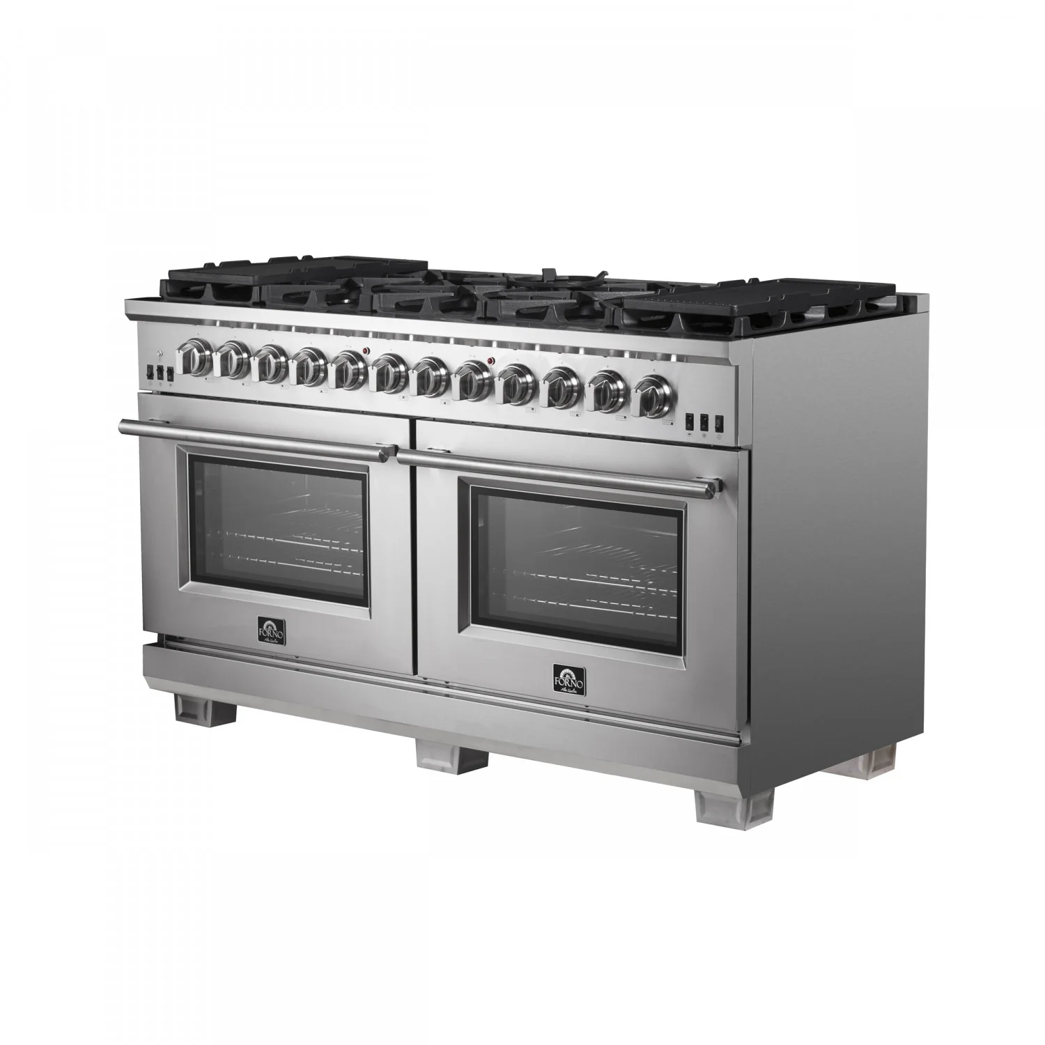 Forno Capriasca 60" Stainless Steel Freestanding Double Oven Gas Range (8.64 Cu. Ft.) - FFSGS6260-60 - Image 2